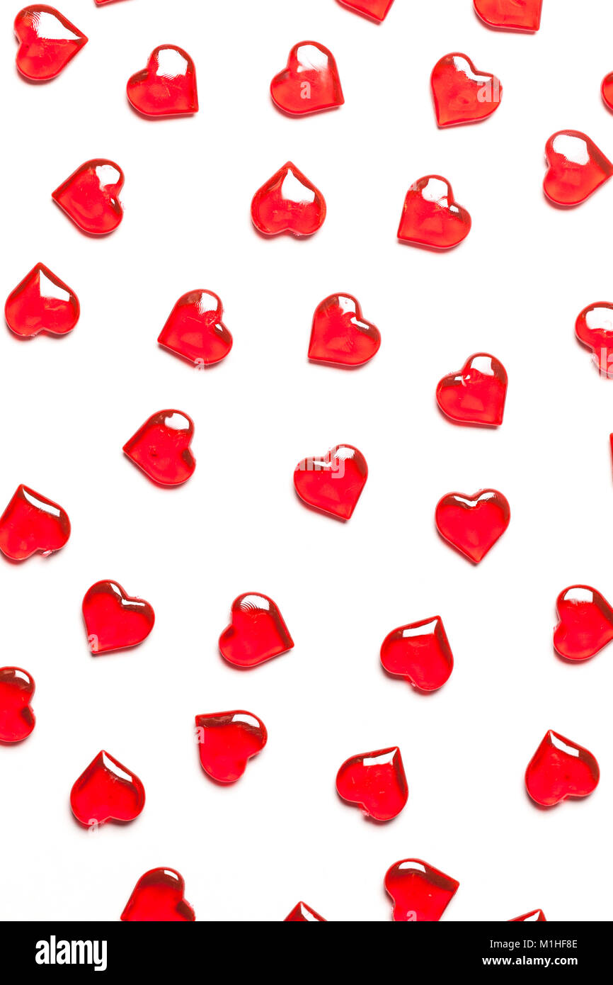 Red love hearts on a plain white background Stock Photo - Alamy