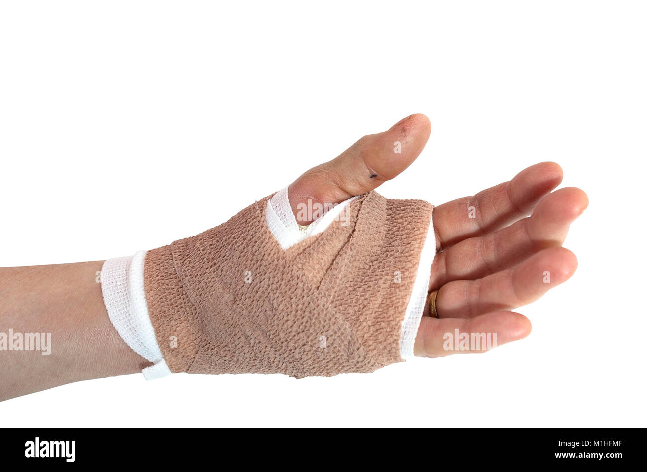 Bandaged female hand Stock Photo Alamy