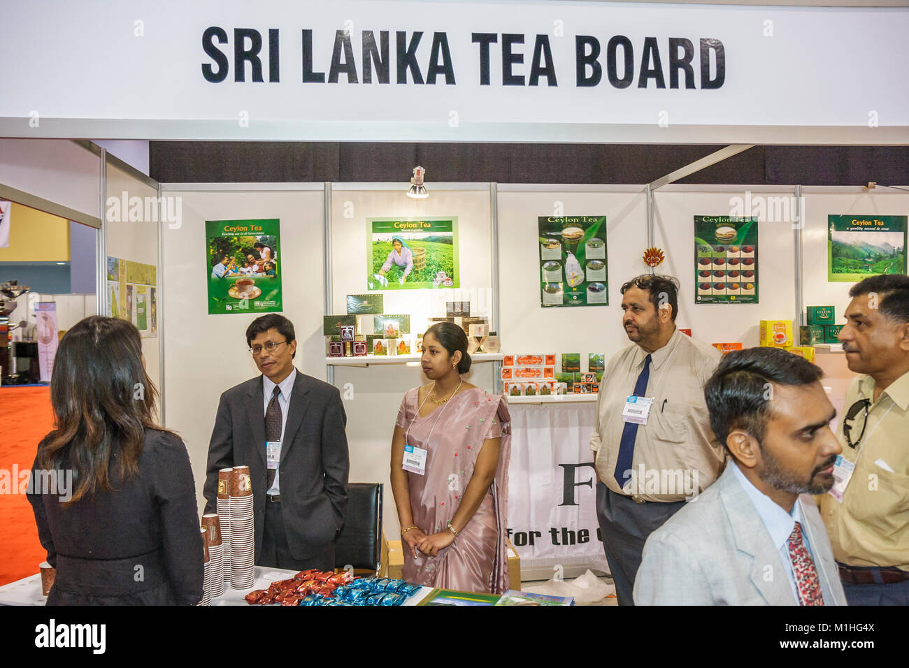 Florida,Miami Beach Convention Center,centre,Tea & Coffee exhibit,trade show,booth,stand,displays,beverages,product,buyer,export,import,Sri Lanka,Asia Stock Photo