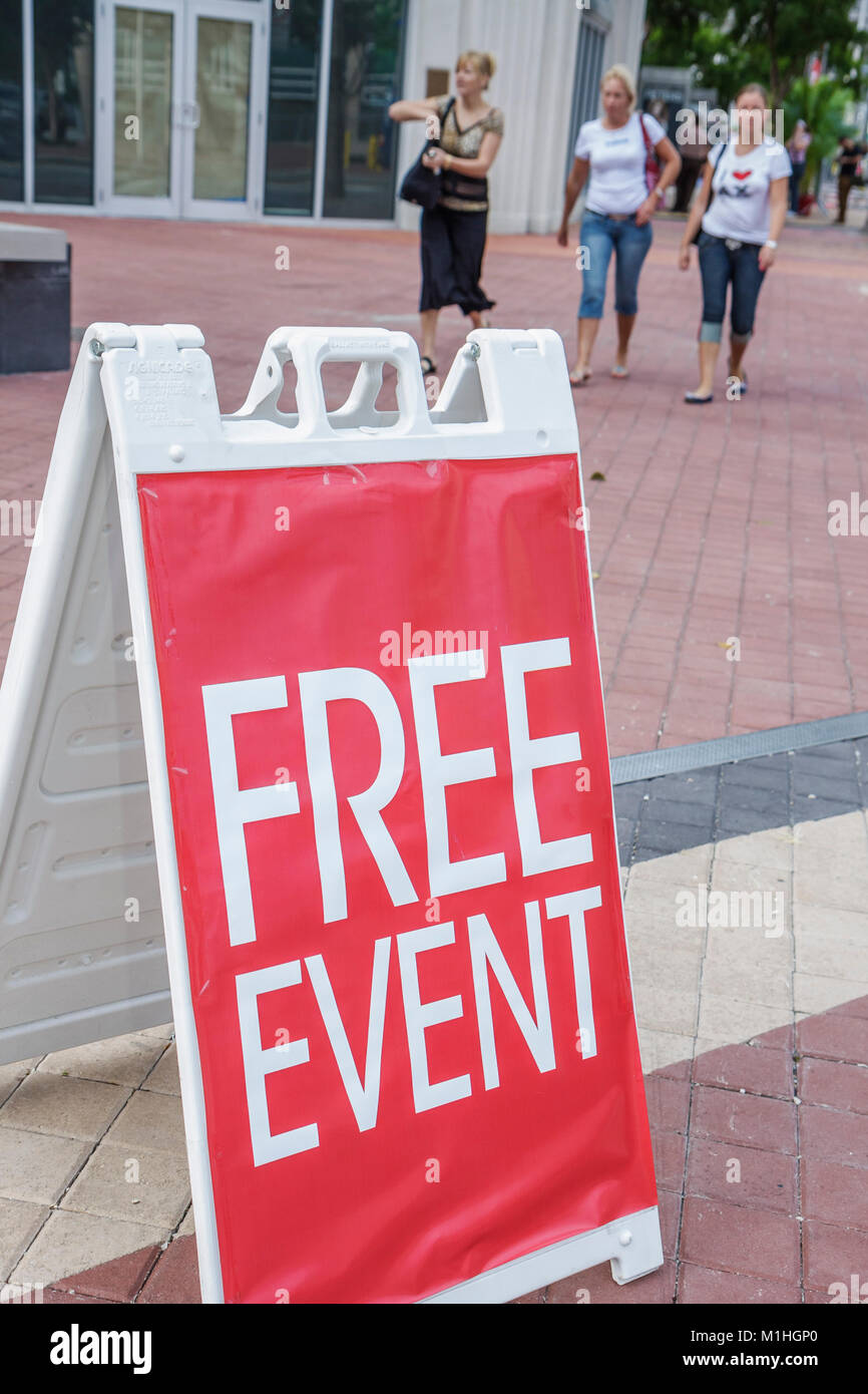 Miami Florida,Adrienne Arsht Performing Arts Center,centre,Thompson Plaza for the Arts,Free Multicultural Music Festival,festivals fair,sign,free FL08 Stock Photo