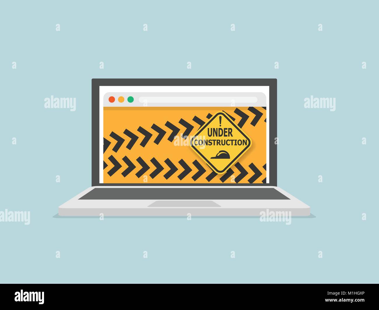 illustration of website under construction on laptop vector background ...