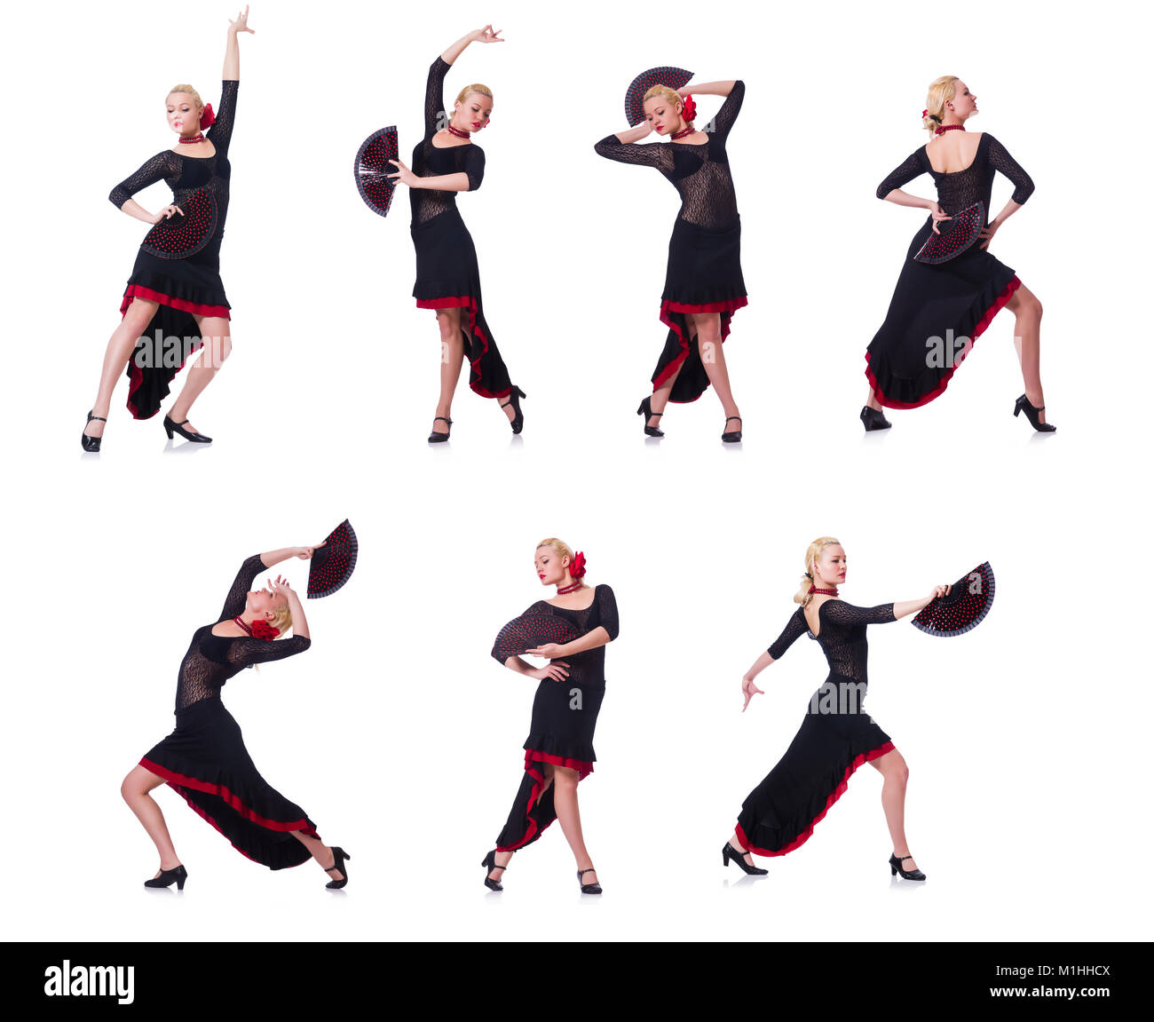 Woman dancing spanish dance isolated on white Stock Photo Alamy