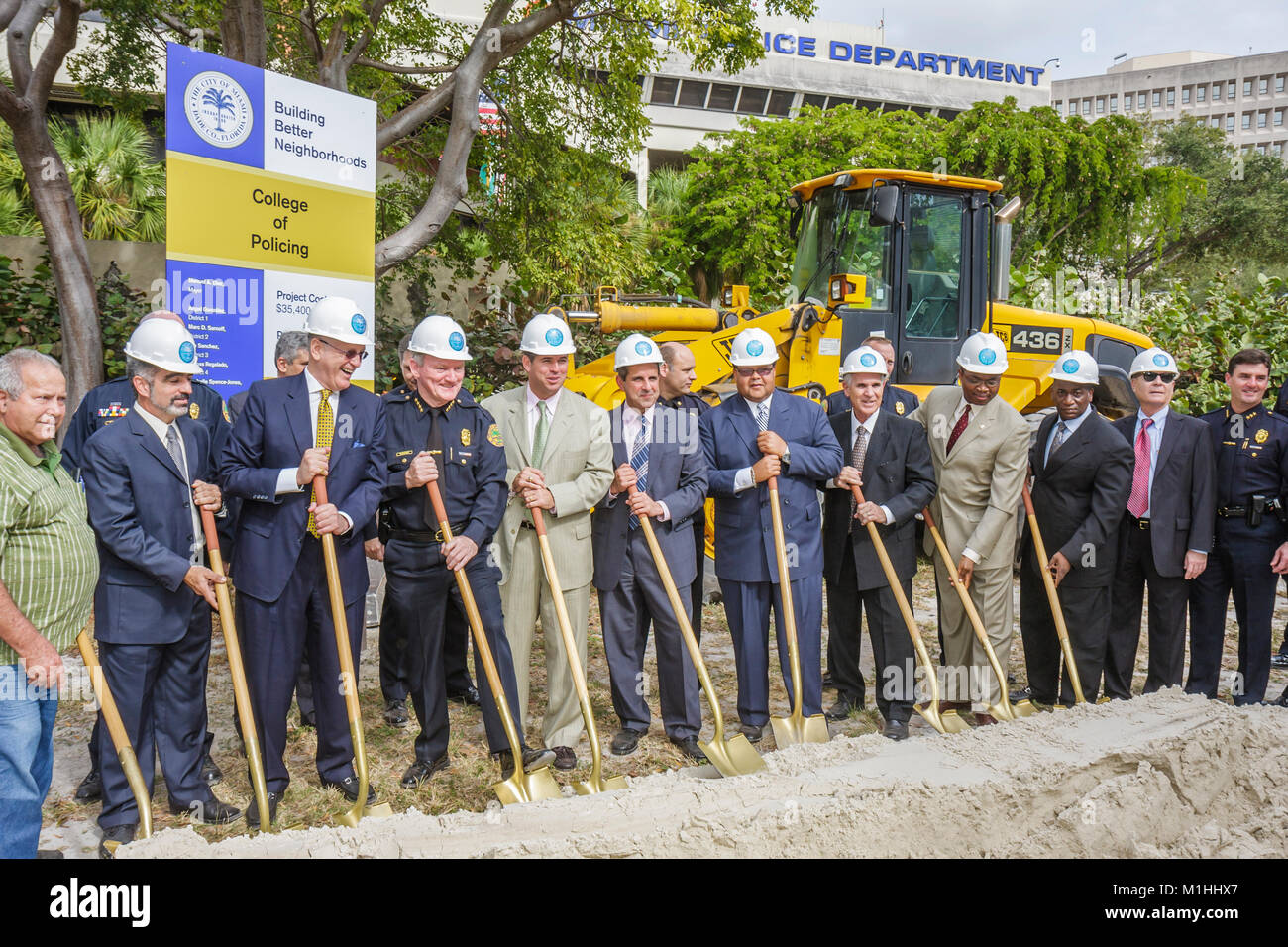 Miami Florida,College of Policing,groundbreaking ceremony,law enforcement,education,criminology,city officials,politicians,shovel,hard hat,tradition,F Stock Photo