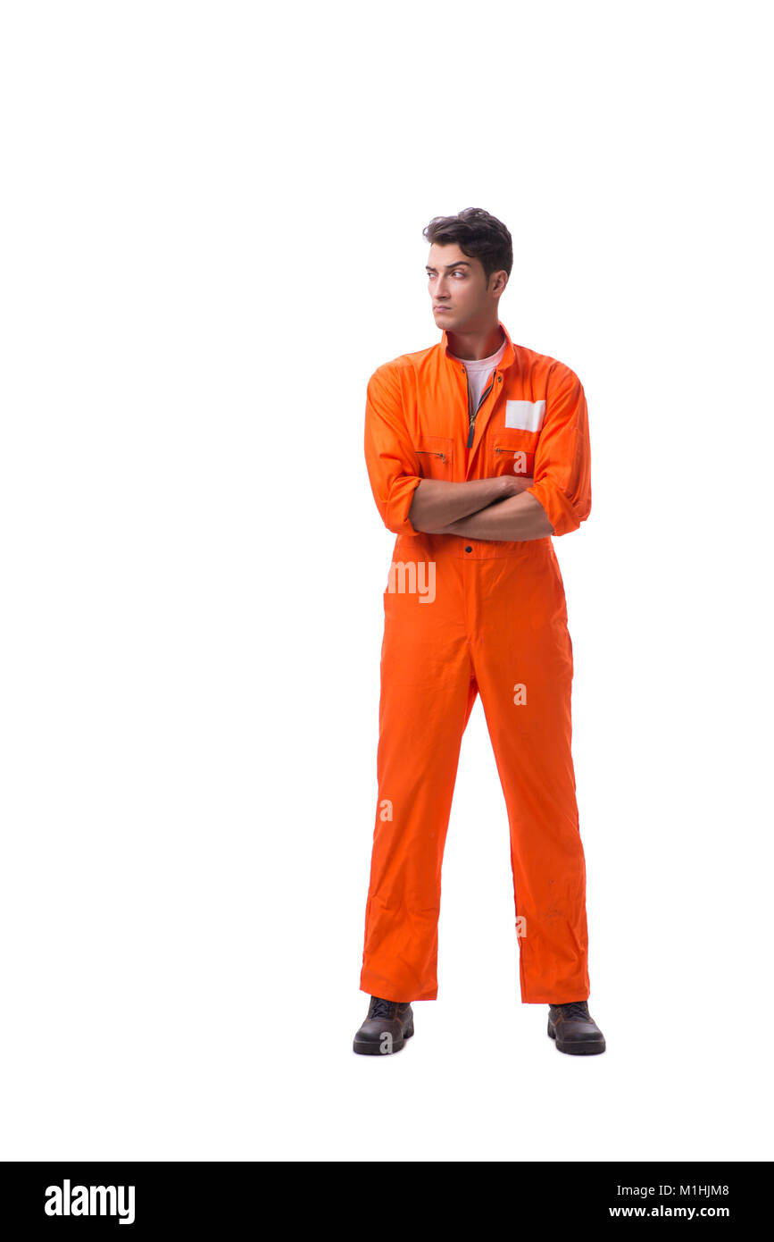 Prisoner In Orange Robe Isolated On White Background Stock Photo - Alamy