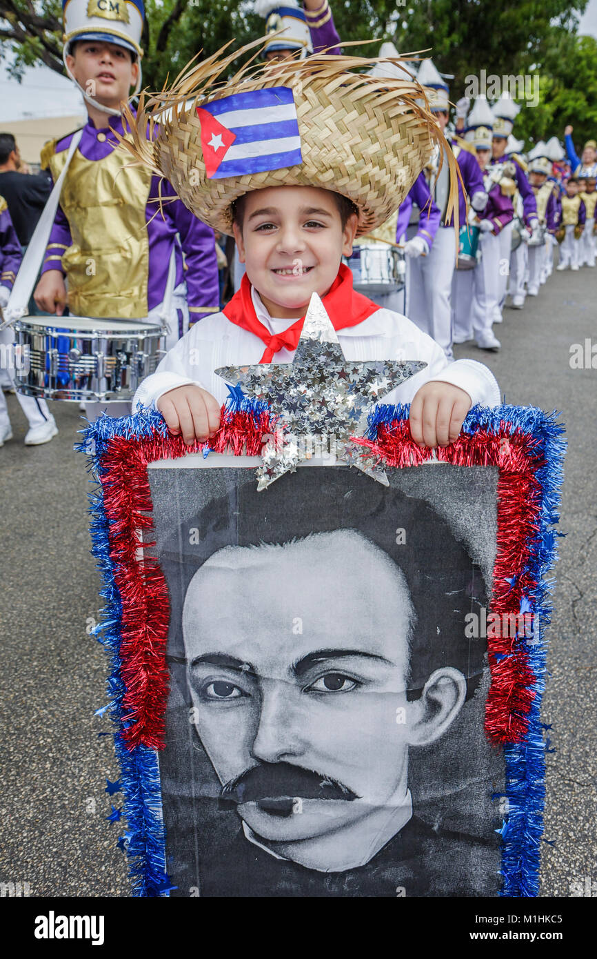 Florida,Hialeah,Jose Marti Parade,honoring Cuban poet,participant
