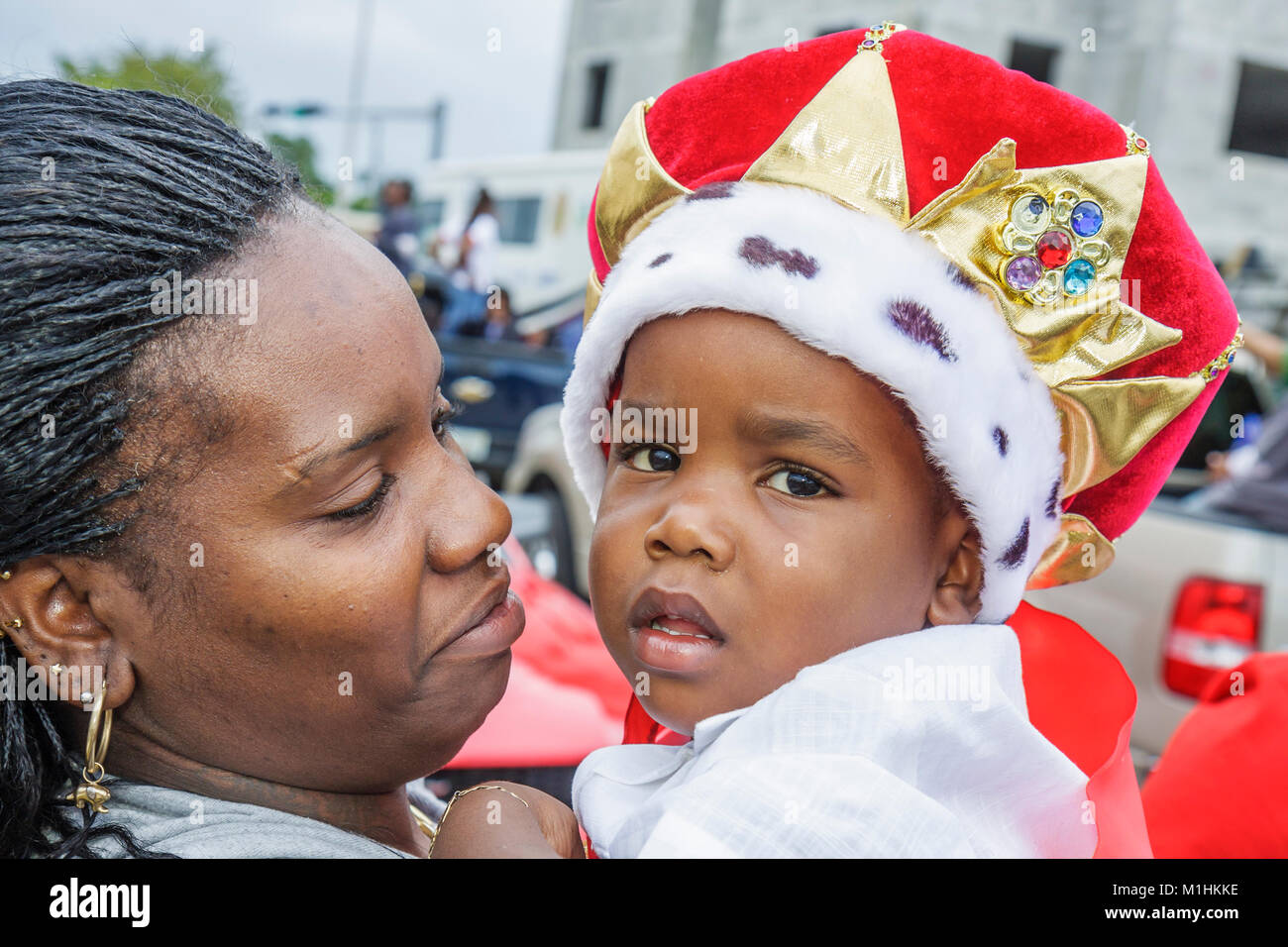 Miami Florida,Liberty City,Martin Luther King Jr. Parade,participant,community event,participant,Black Blacks African Africans ethnic minority,mother Stock Photo