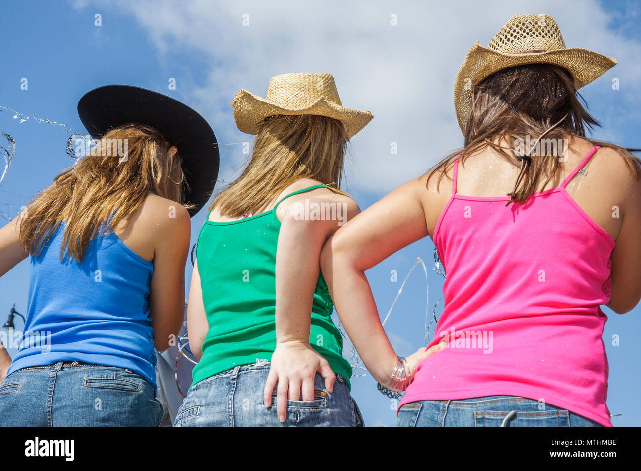 Miami Florida,Homestead,Rodeo Parade,participant,community event,tradition,performers,teen teens teenage teenager teenagers youth adolescent,jeans,lon Stock Photo