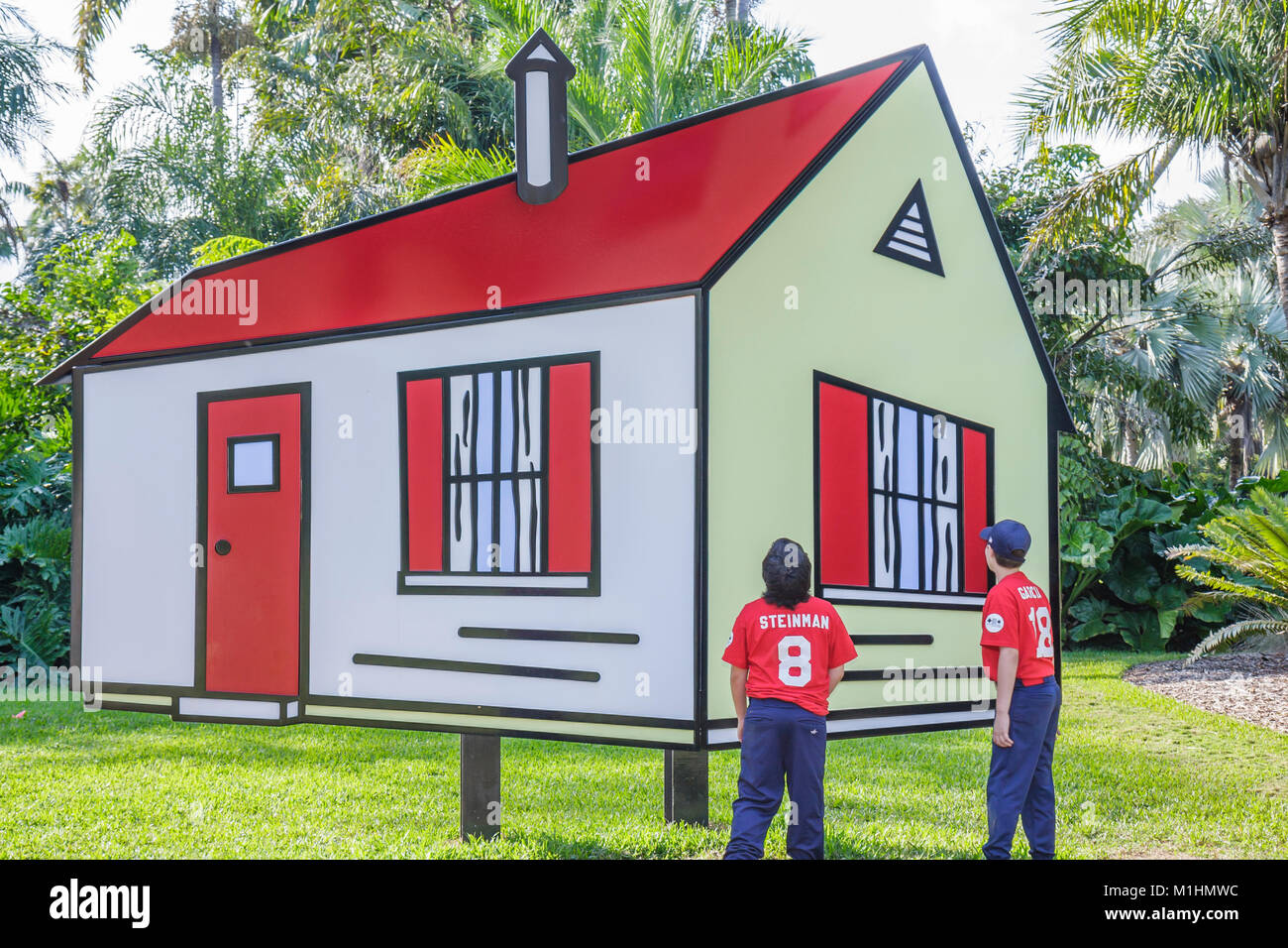 Miami Florida,Coral Gables,Fairchild Tropical Botanic Garden,plants,flora,collection,Roy Lichtenstein,art artwork,artist,House II,painted fiberglass,b Stock Photo