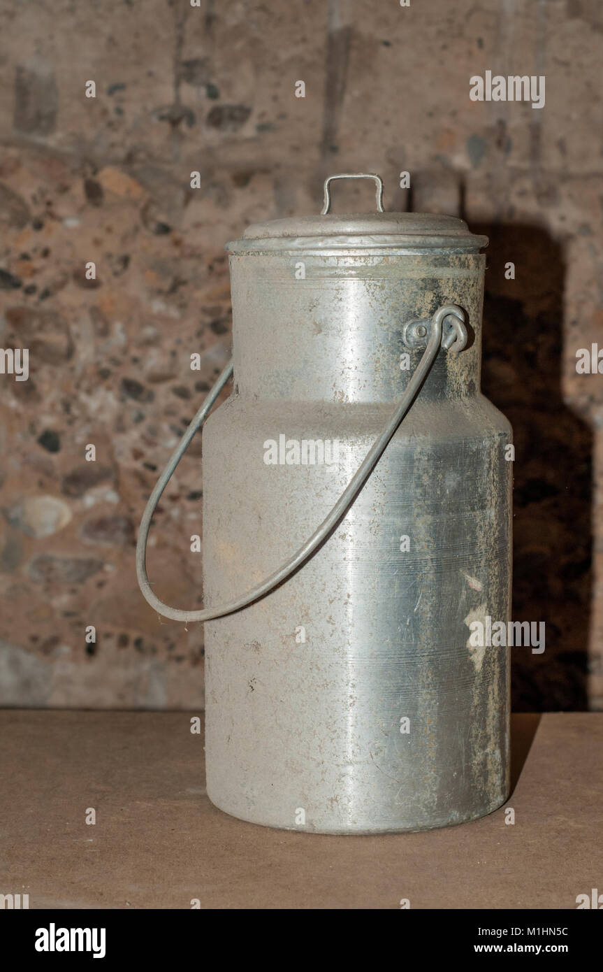 antique milk churn, metal Stock Photo