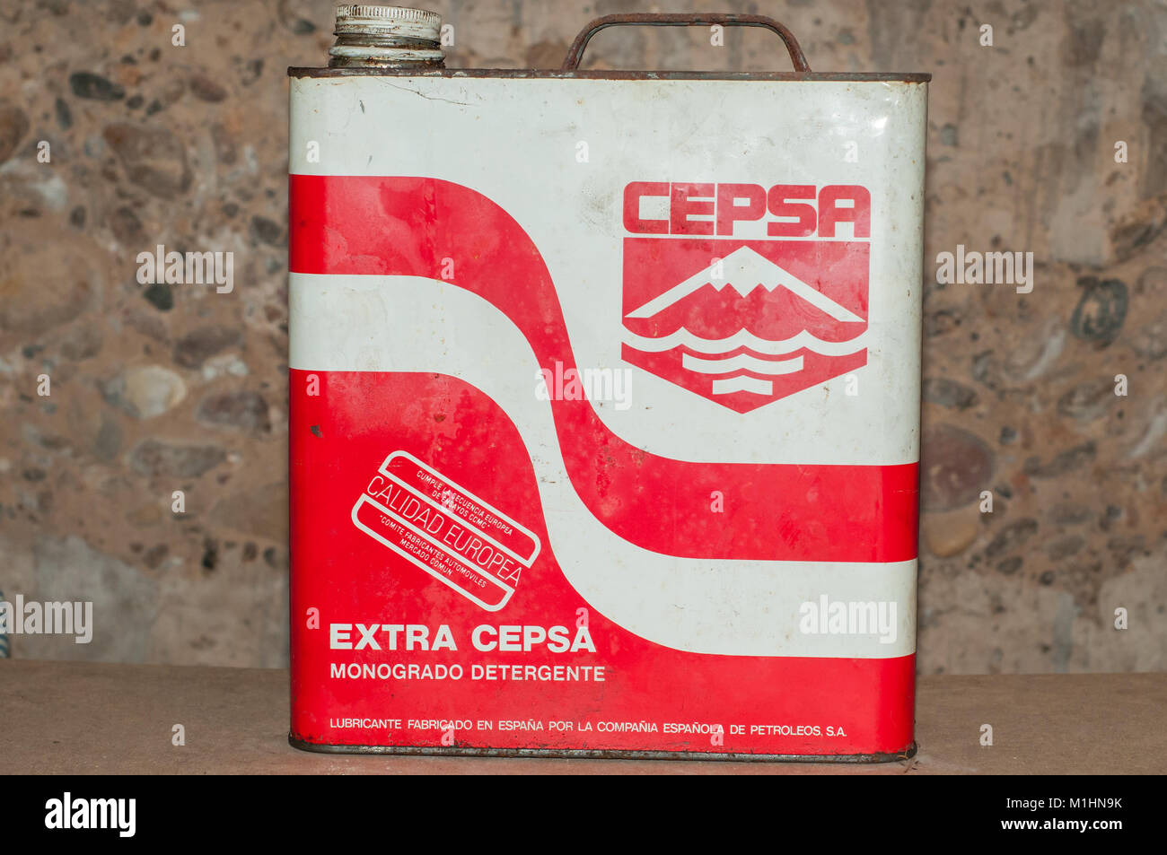 motor oil can cepsa brand Stock Photo