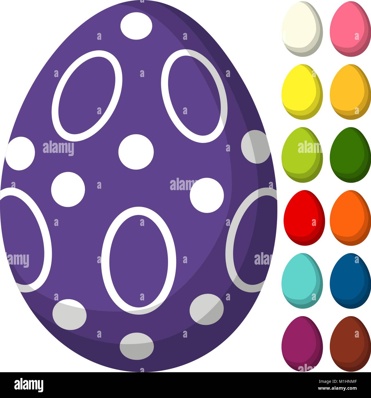 Colorful purple ultra violet easter chocolate pattern cover egg poster. Stock Vector