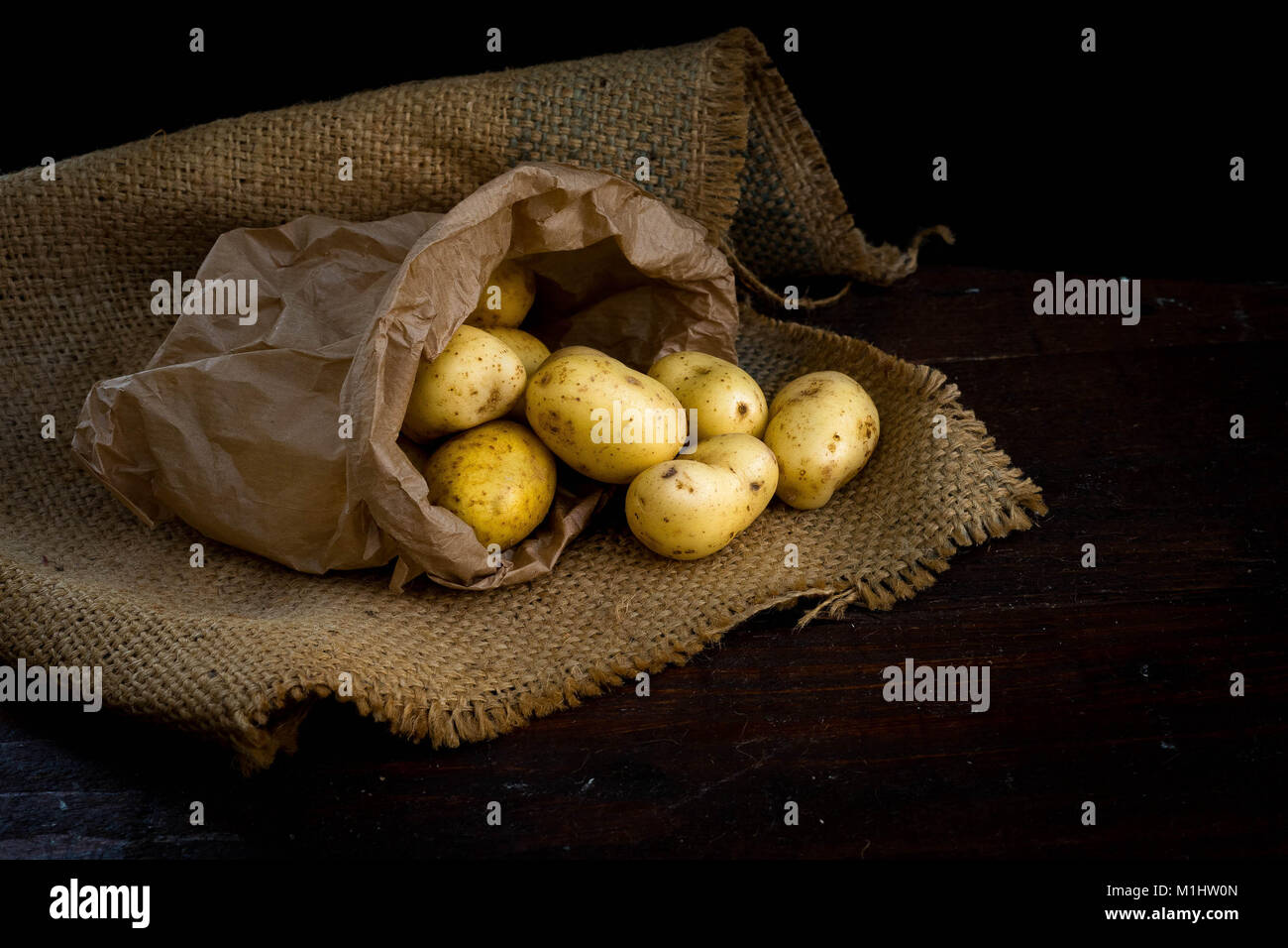 Rustic New Potatoes Stock Photo