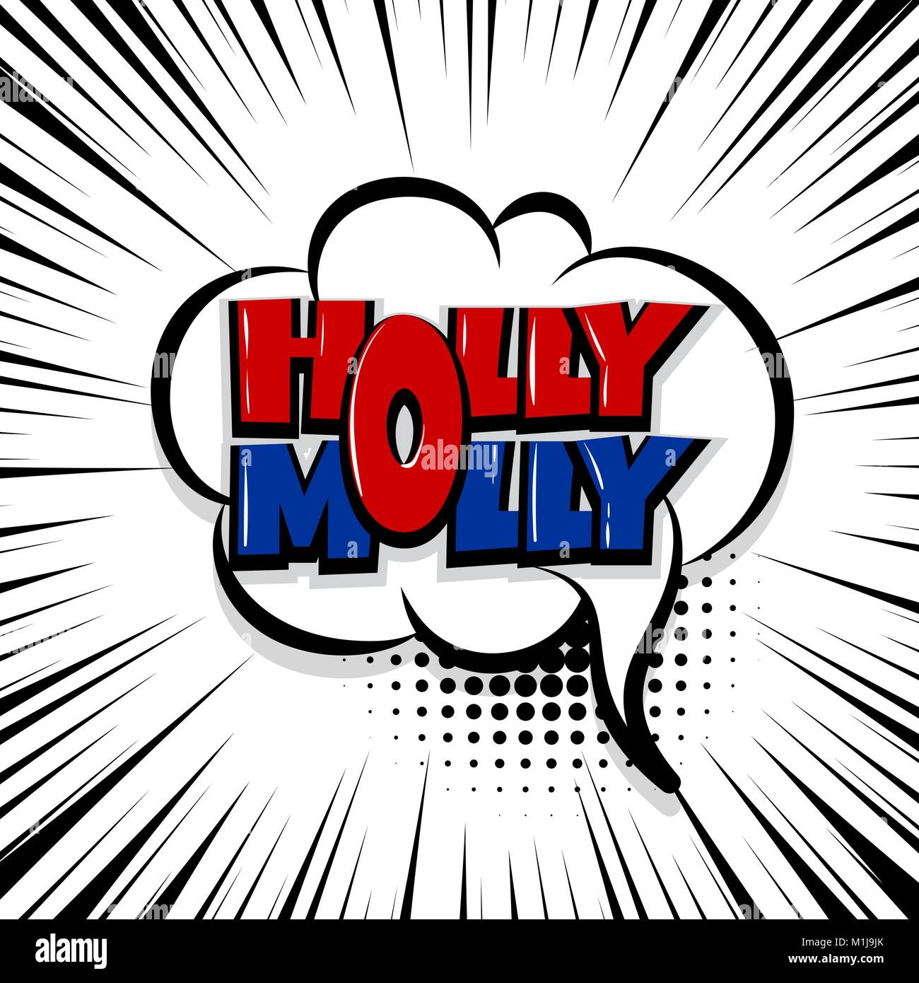holly molly comic text stripperd backdrop Stock Vector