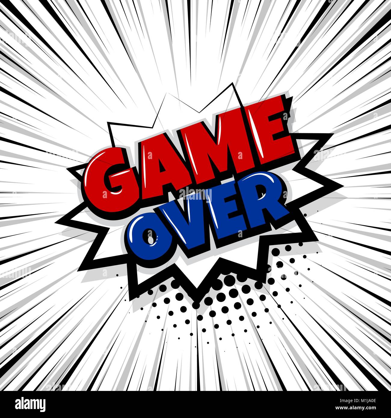 game over comic text stripperd backdrop Stock Vector