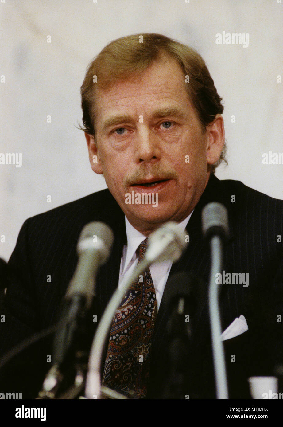 VACLAV HAVEL Czech President visiting Sweden for official State Visit. 1991 Stock Photo