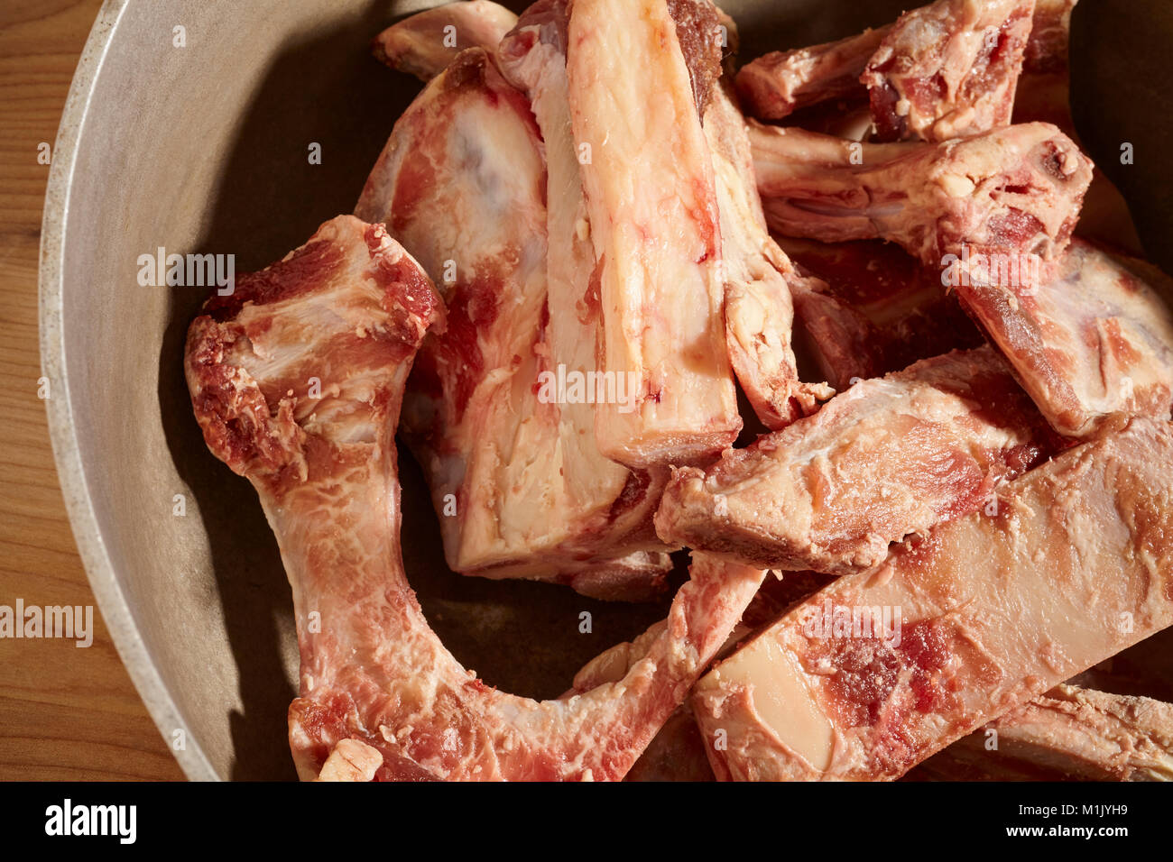 raw beef bones for soup, broth, or stock Stock Photo