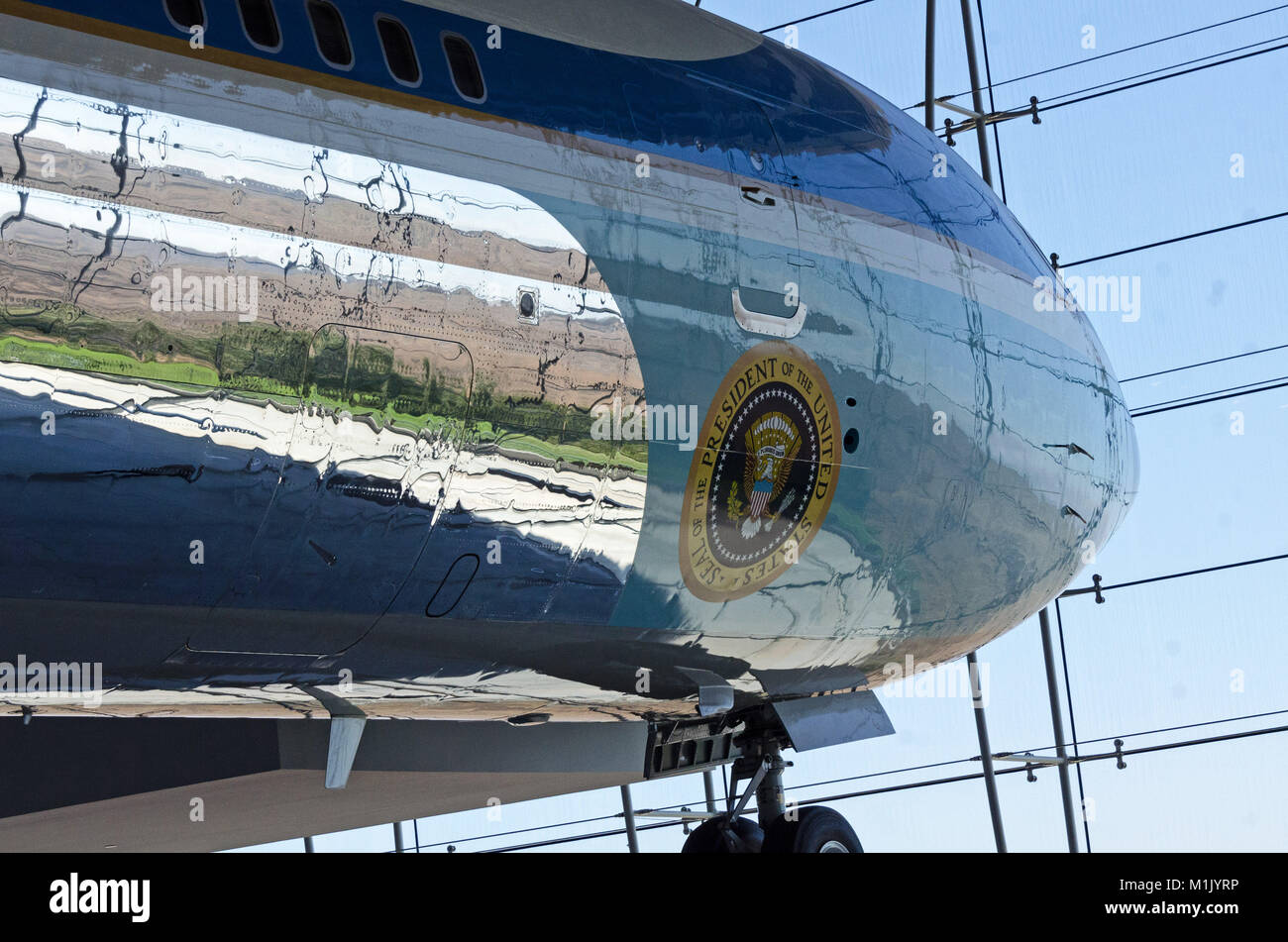 Air Force One, in the Air Force One Pavilion of the Ronald Reagan Presidential Library, Simi Valley, California (Greater Los Angeles area.) Stock Photo
