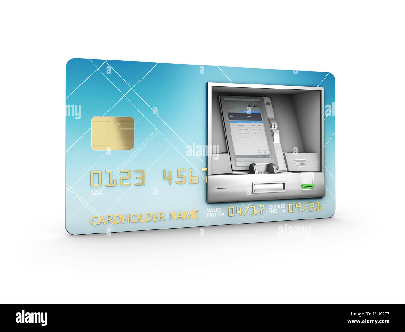 Money withdrawal. ATM and credit or debit card. 3d Illustration Stock Photo Alamy