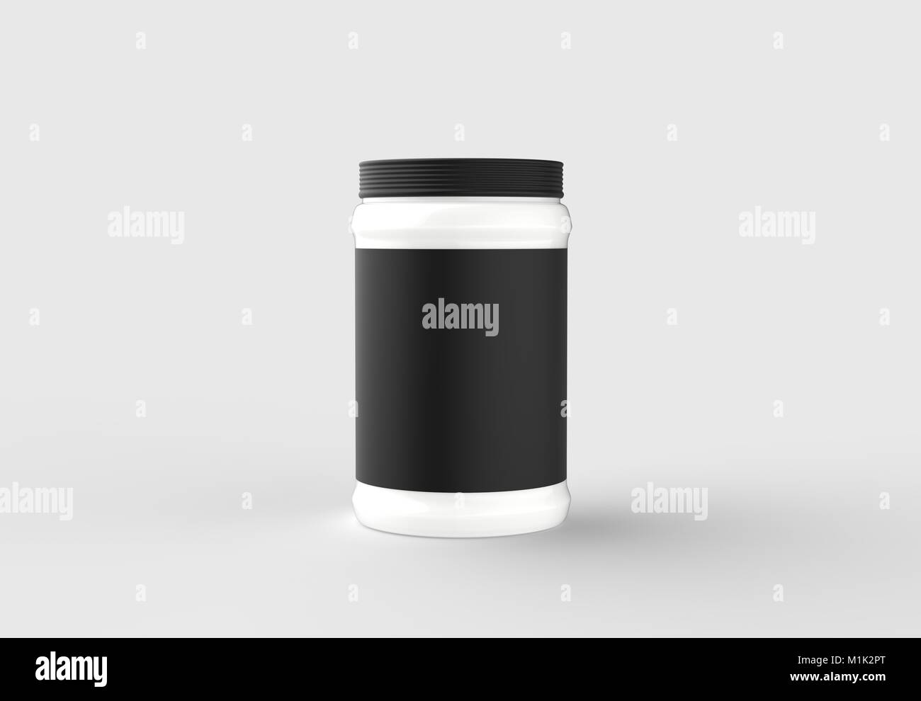 Mayonnaise jar mock up with black label isolated on soft gray