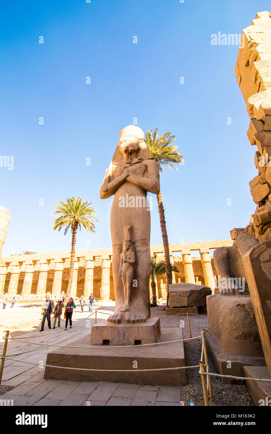 Statue in the temple of Karnak in Luxor Egypt Stock Photo - Alamy