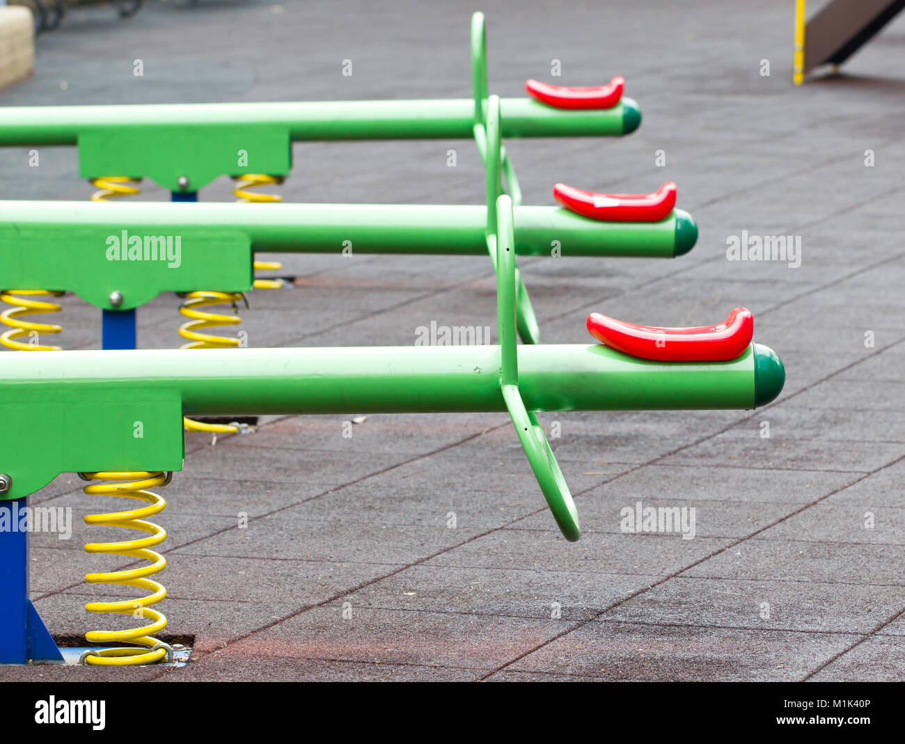 Close up of colorful seesaw. Stock Photo