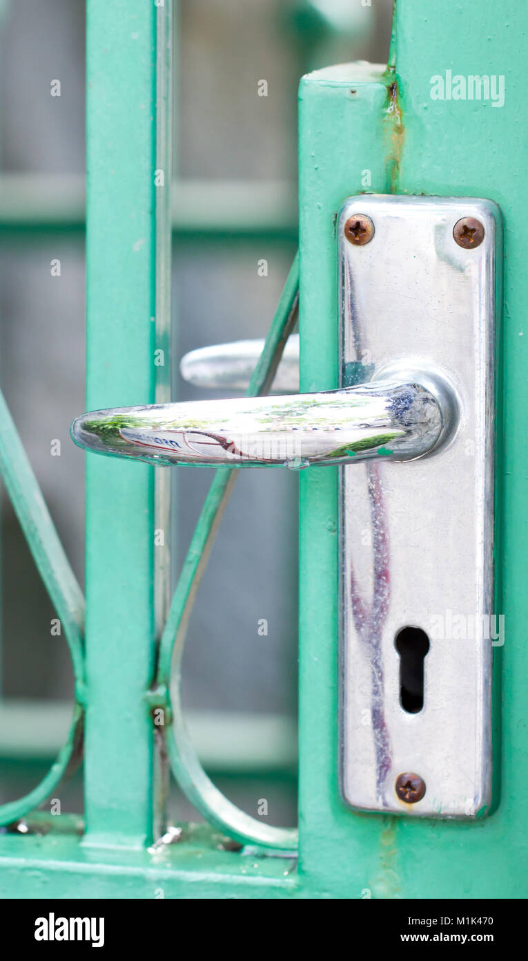 Close up of door handling. Stock Photo