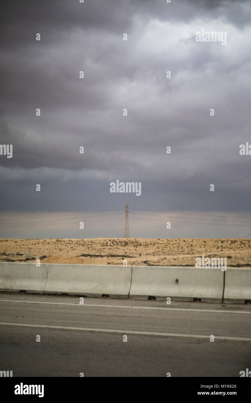 Edge of the Motorway / Highway in Egypt Stock Photo