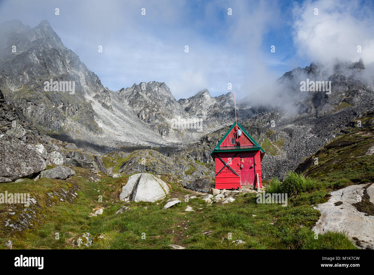 Backcountry ski and backpacking hut in the Hatcher Pass wilderness area