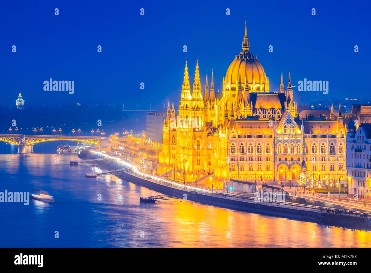 Budapest, Hungary. Hungarian Parliament Building over Danube River. Stock Photo