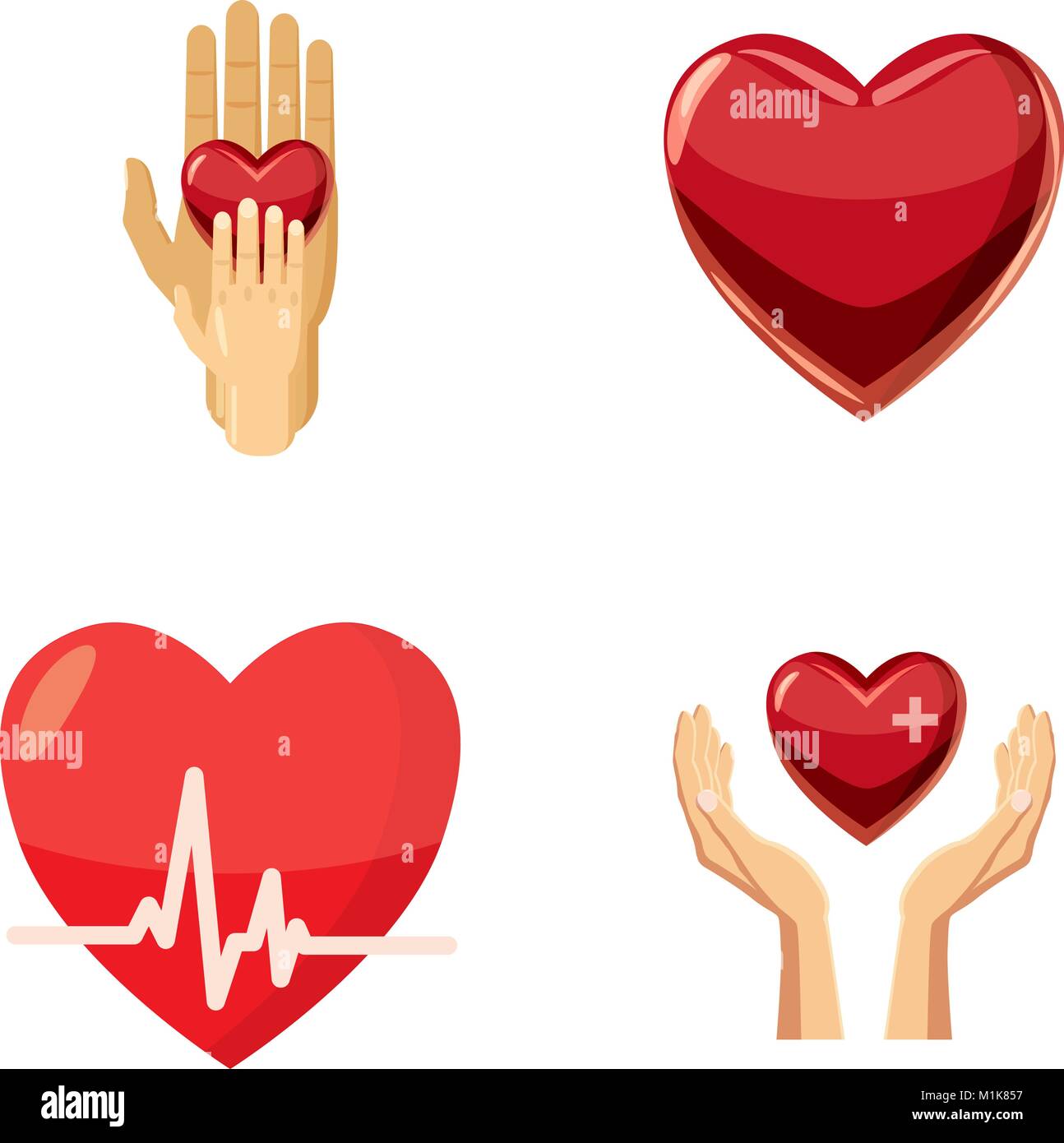 Heart icon set, cartoon style Stock Vector Image & Art - Alamy