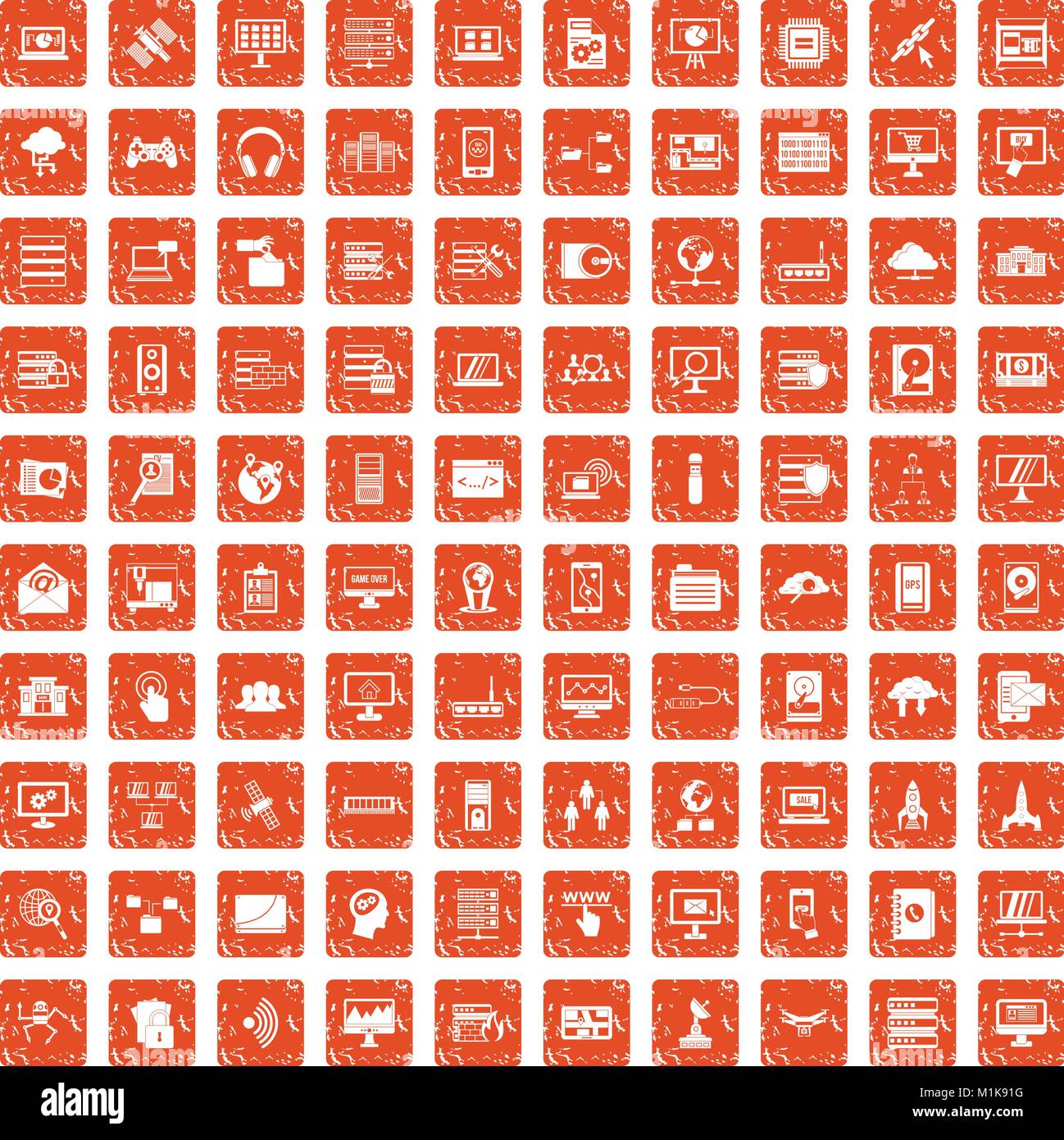 100 database and cloud icons set grunge orange Stock Vector Image & Art ...
