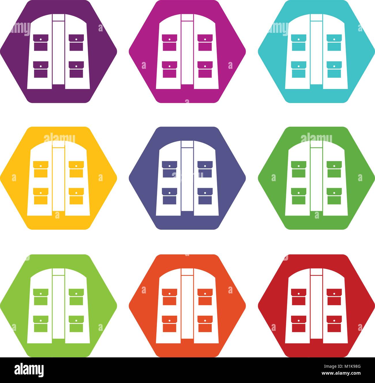 Hunter vest icon set color hexahedron Stock Vector Image & Art - Alamy