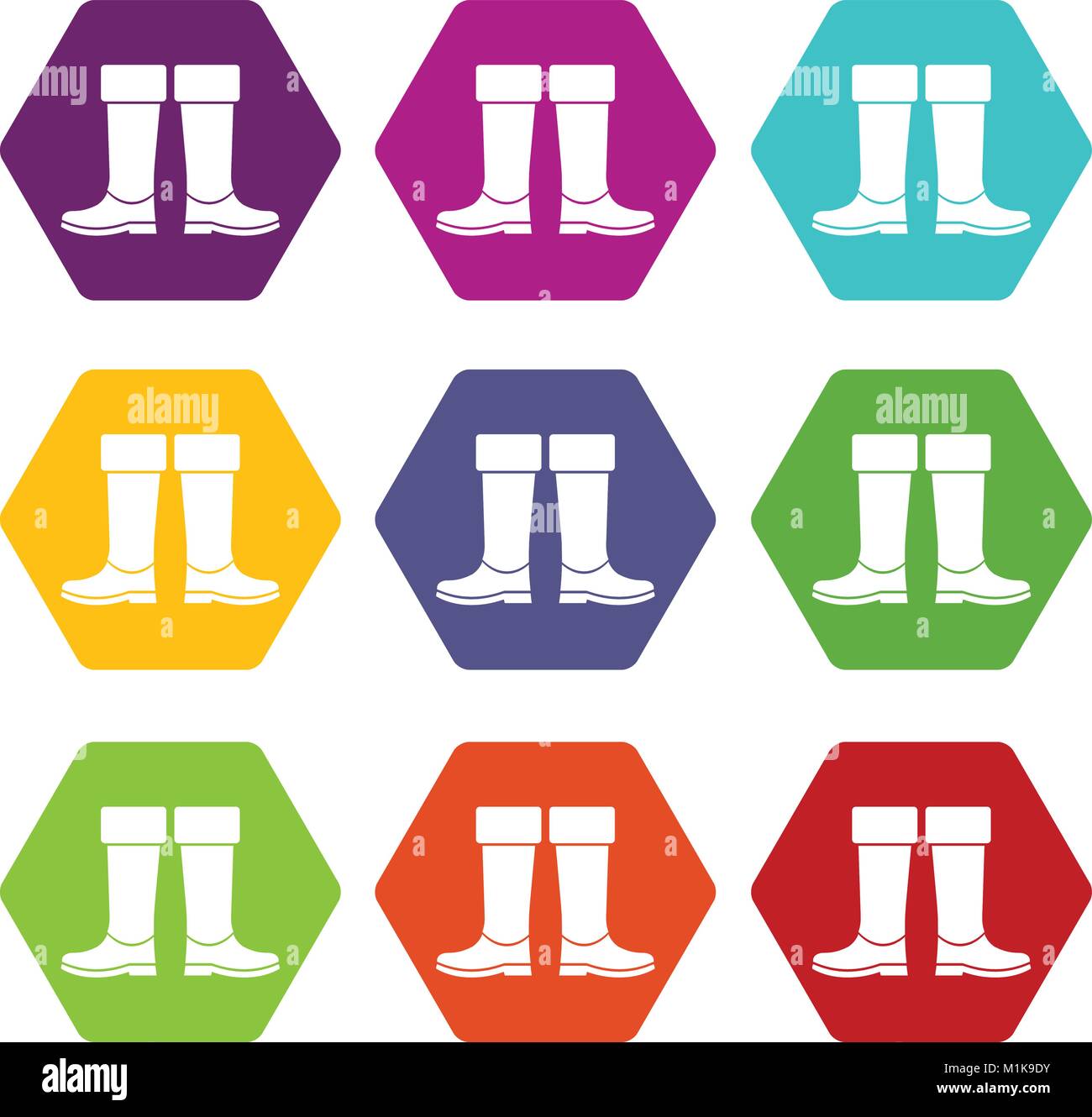 Rubber boots icon set color hexahedron Stock Vector Image & Art - Alamy