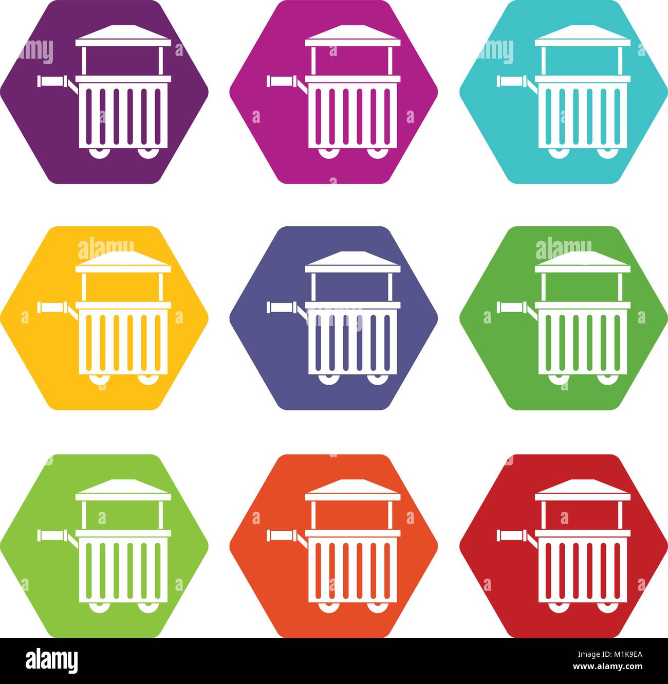 Street food cart icon set color hexahedron Stock Vector Image & Art - Alamy