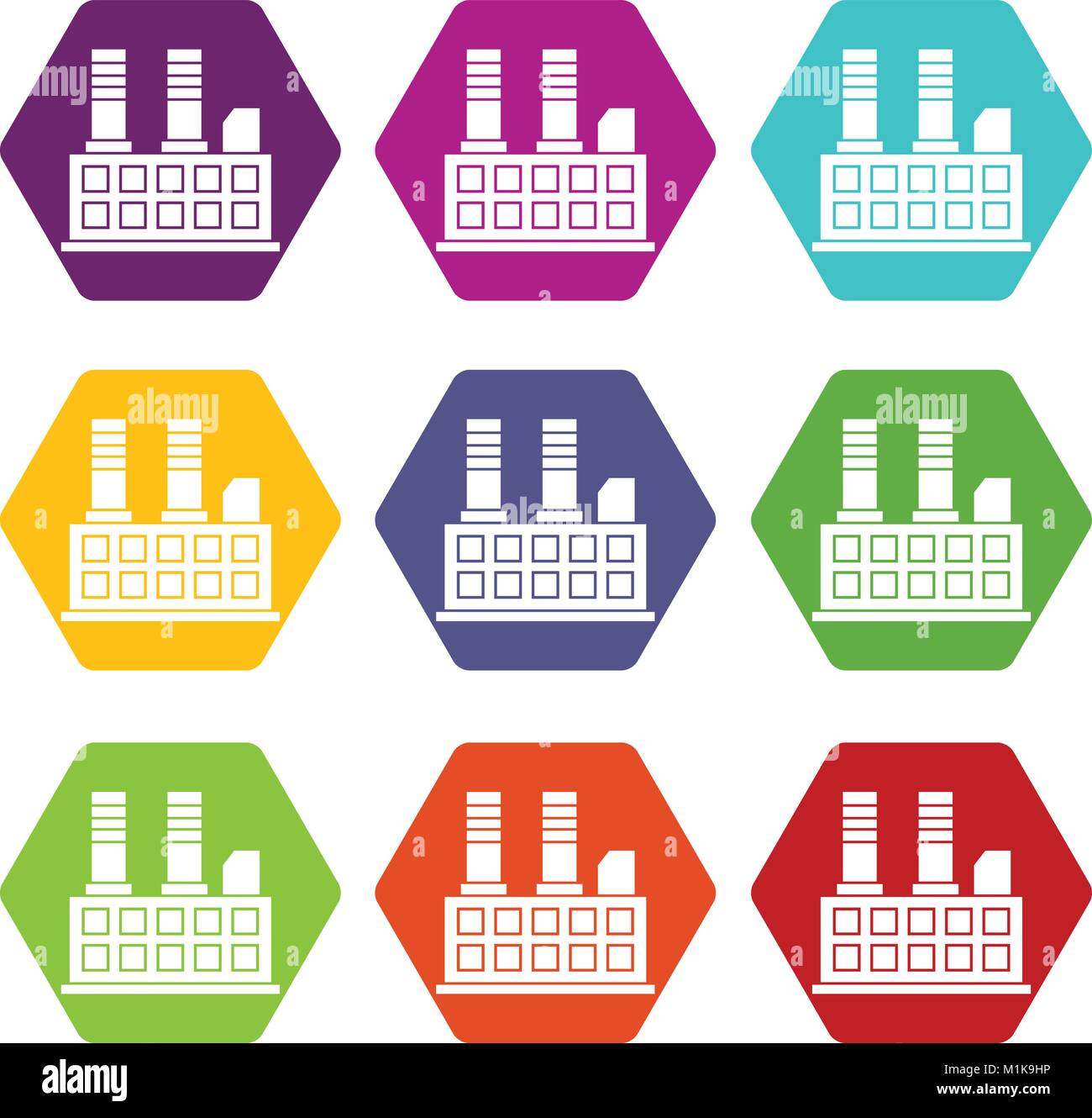 Factory building icon set color hexahedron Stock Vector Image & Art - Alamy