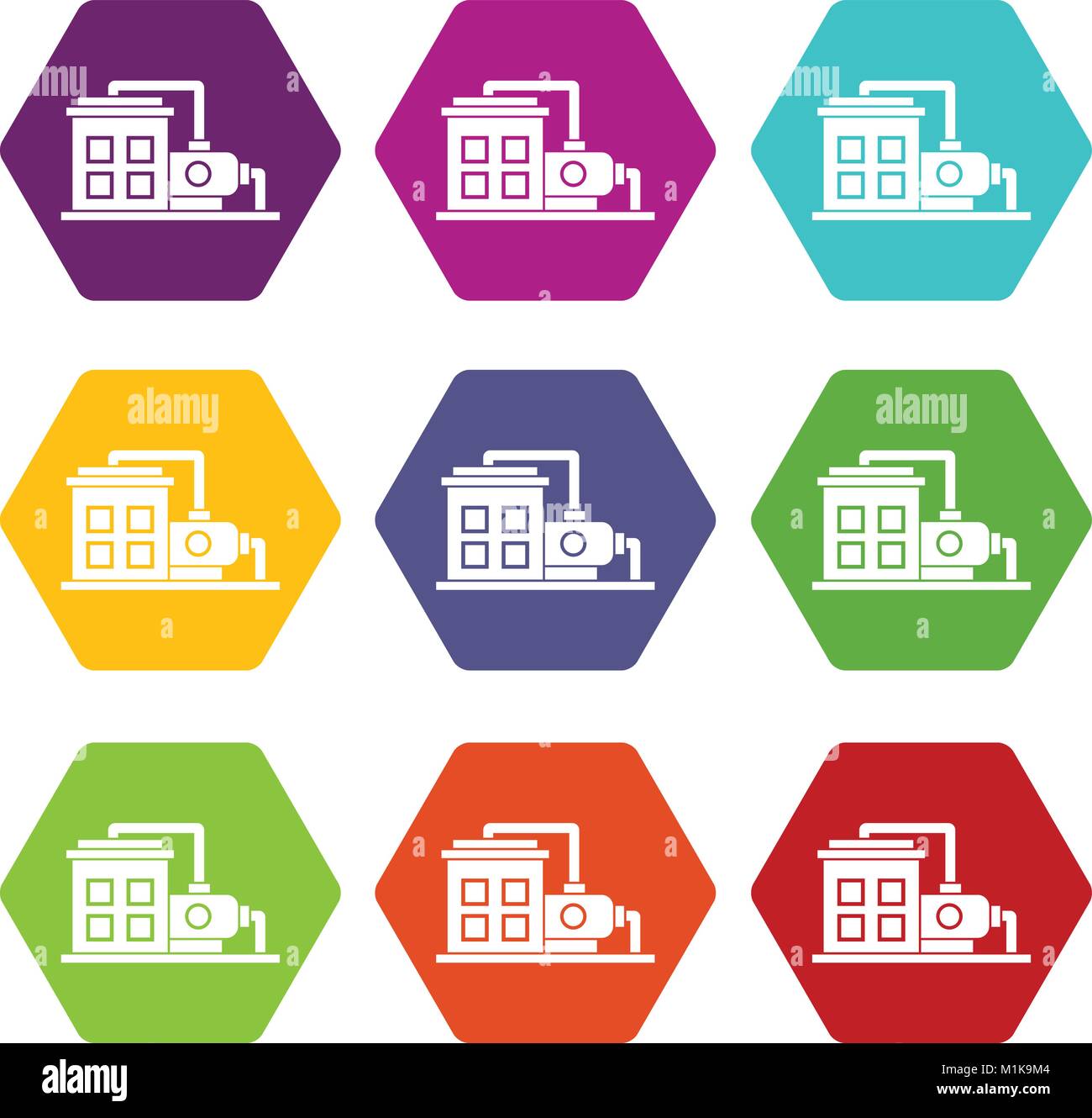 Factory building icon set color hexahedron Stock Vector Image & Art - Alamy