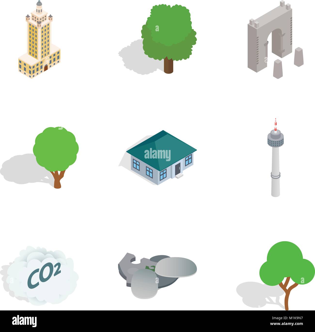 Scenery icons set, isometric style Stock Vector Image & Art - Alamy