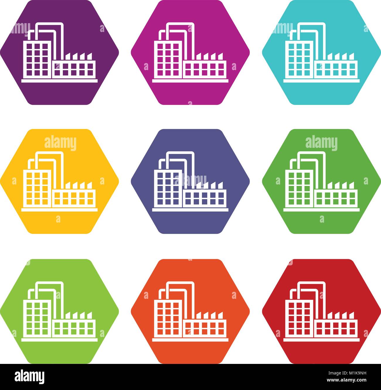Factory building icon set color hexahedron Stock Vector Image & Art - Alamy