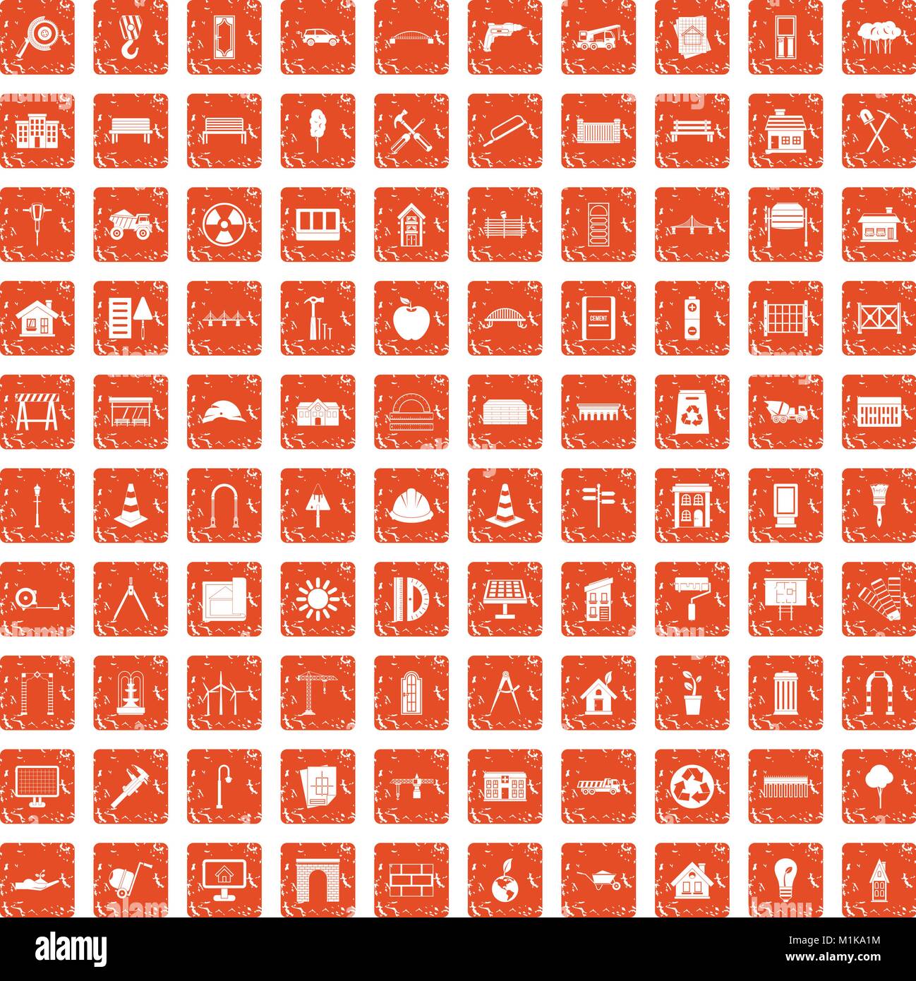 100 architecture icons set grunge orange Stock Vector Image & Art - Alamy