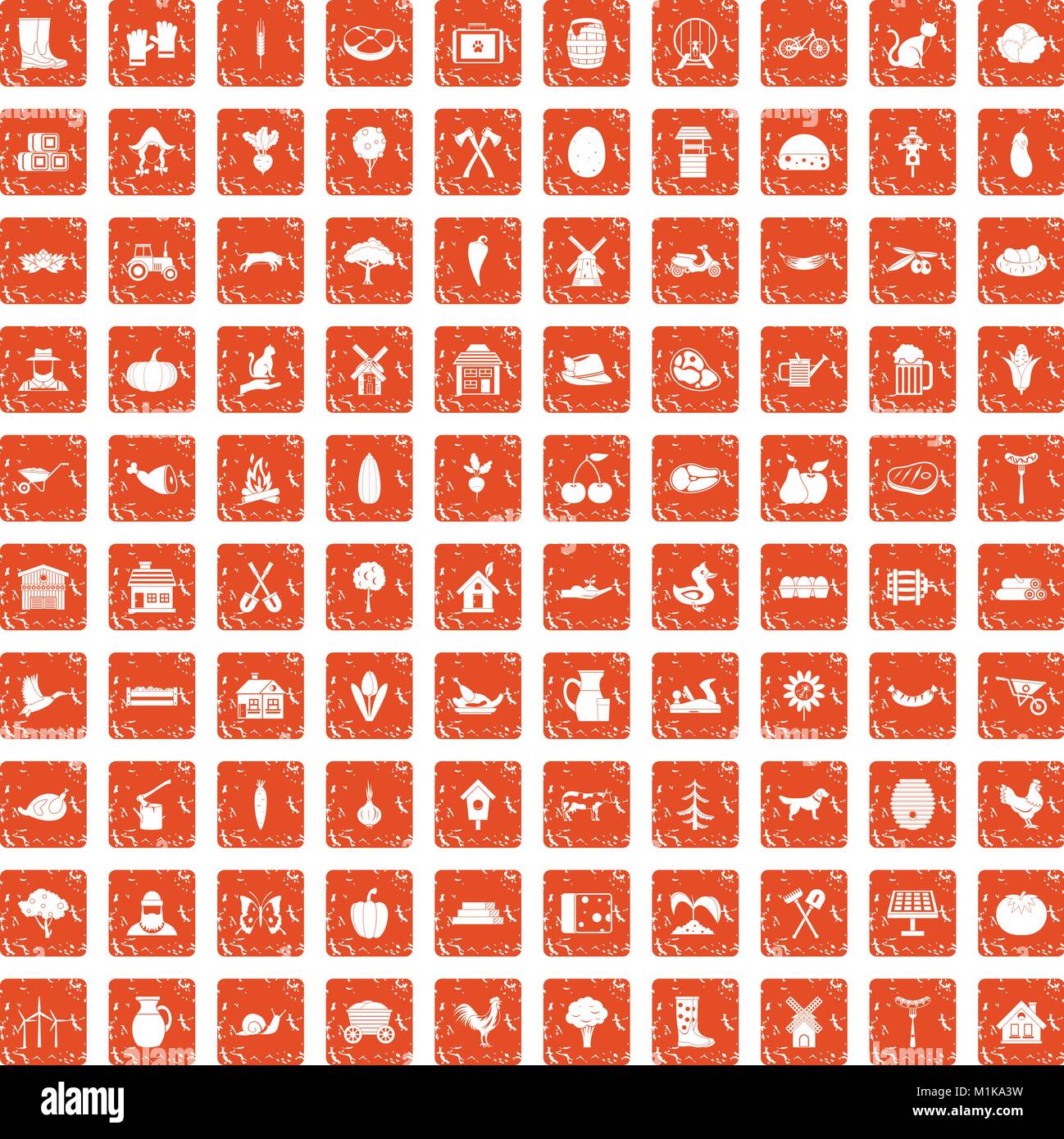 100 farm icons set grunge orange Stock Vector Image & Art - Alamy