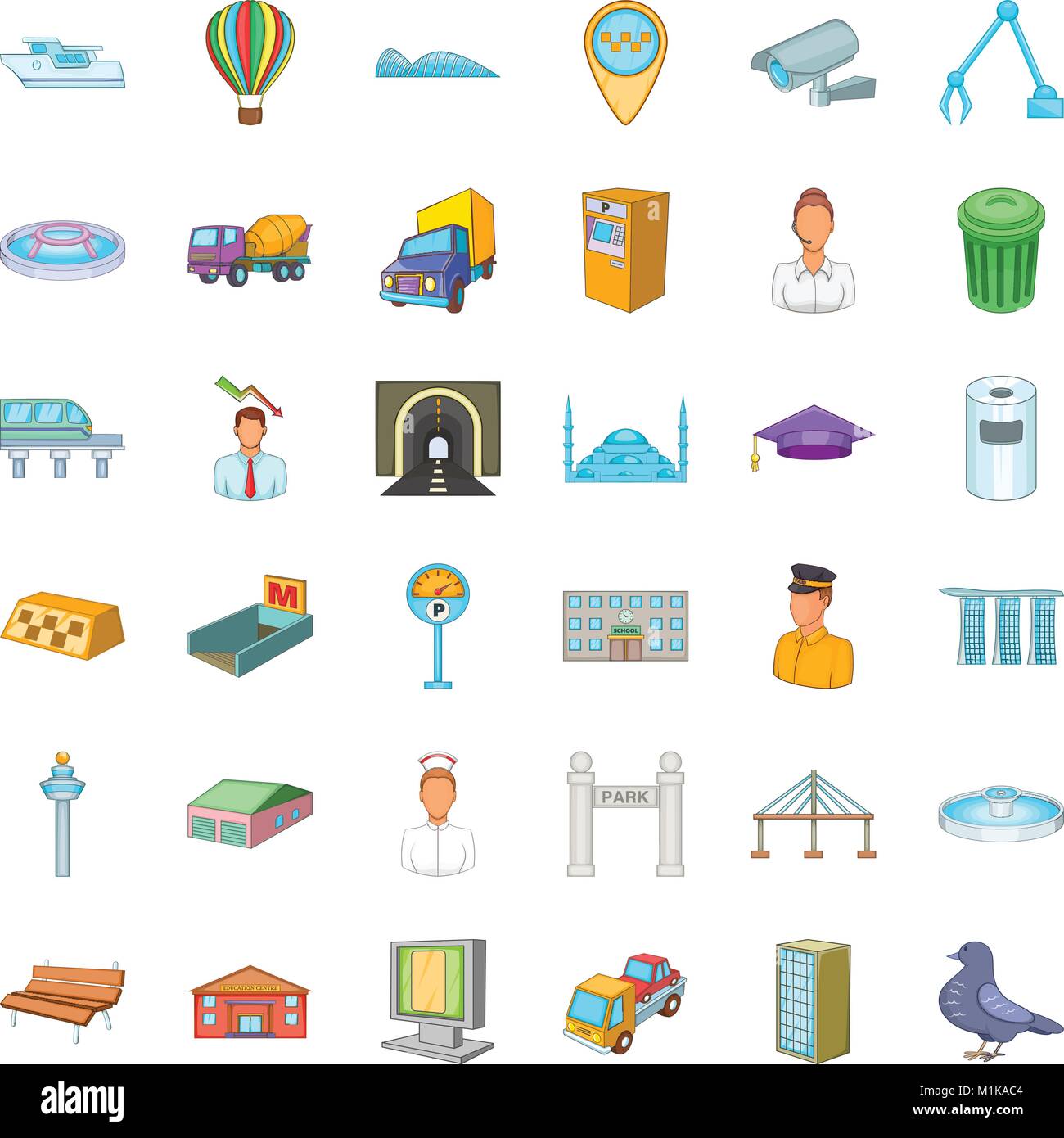 Citywide icons set, cartoon style Stock Vector Image & Art - Alamy