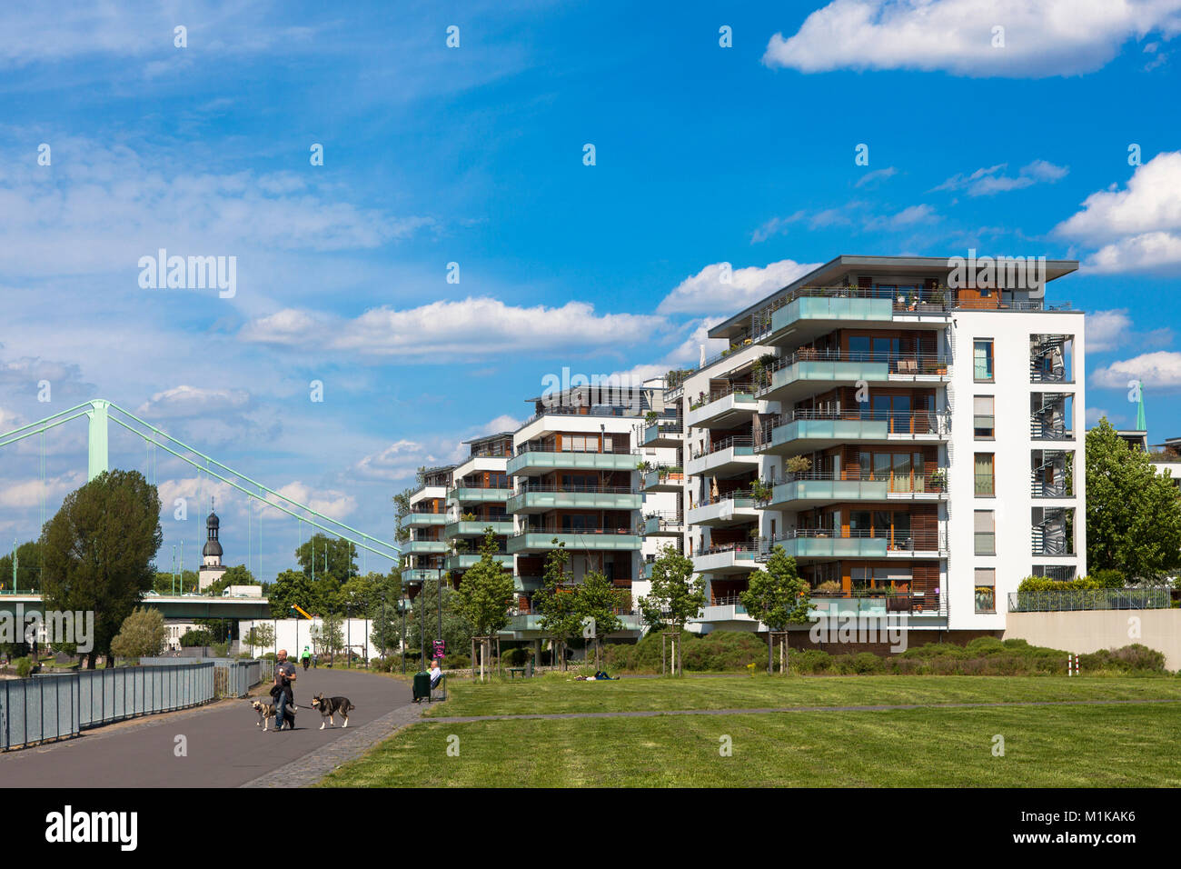 Germany, Cologne, Rheinkai apartment houses at the River Rhine in the