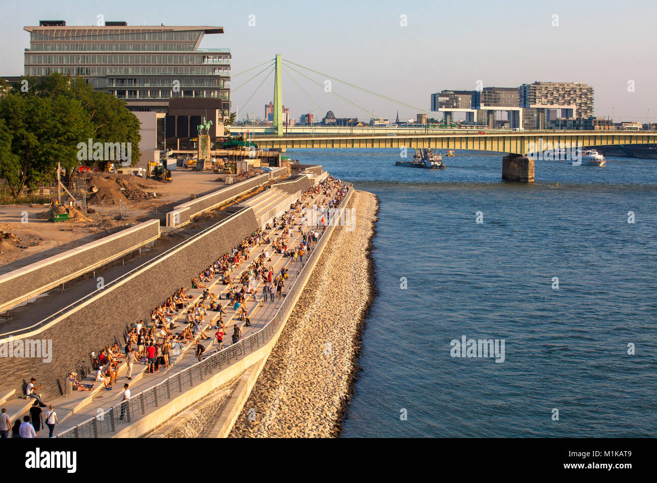 Germany, Cologne, the Rhine boulevard in the district Deutz, the large ...