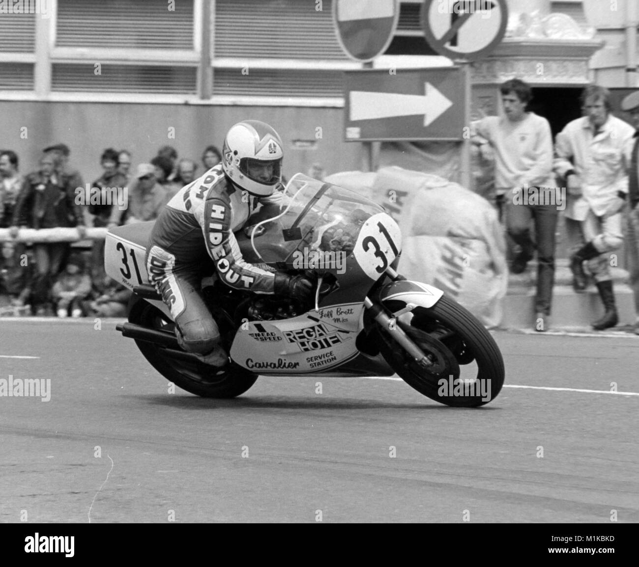 Isle of Man TT Classic race, June 1982, Parliament Square, Ramsey. Stock Photo