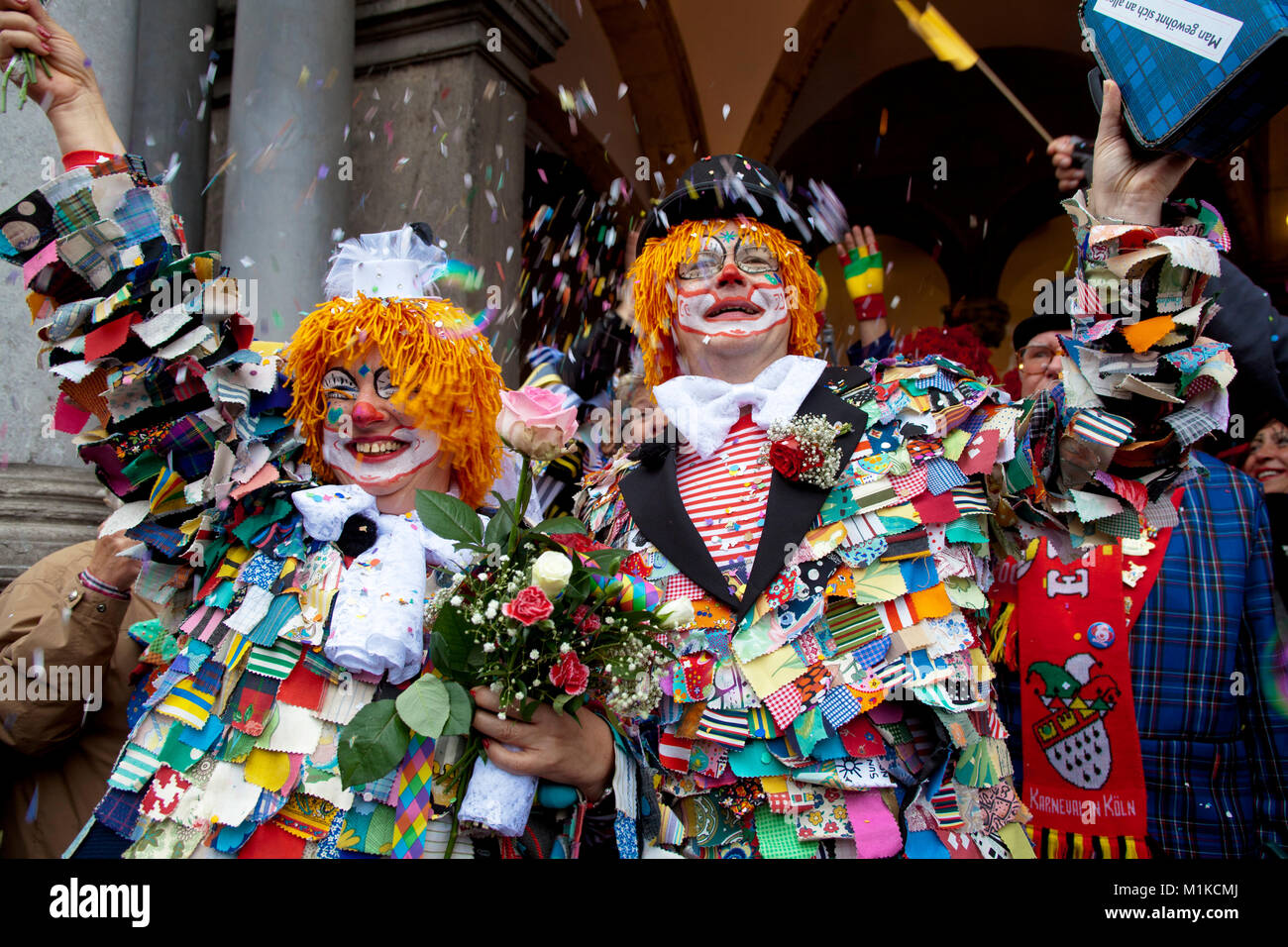 Europe, Germany, North Rhine-Westphalia, Cologne, carnival, bridal pair on November 11, 2011 (11.11.11, each year on this date the carnival starts) le Stock Photo
