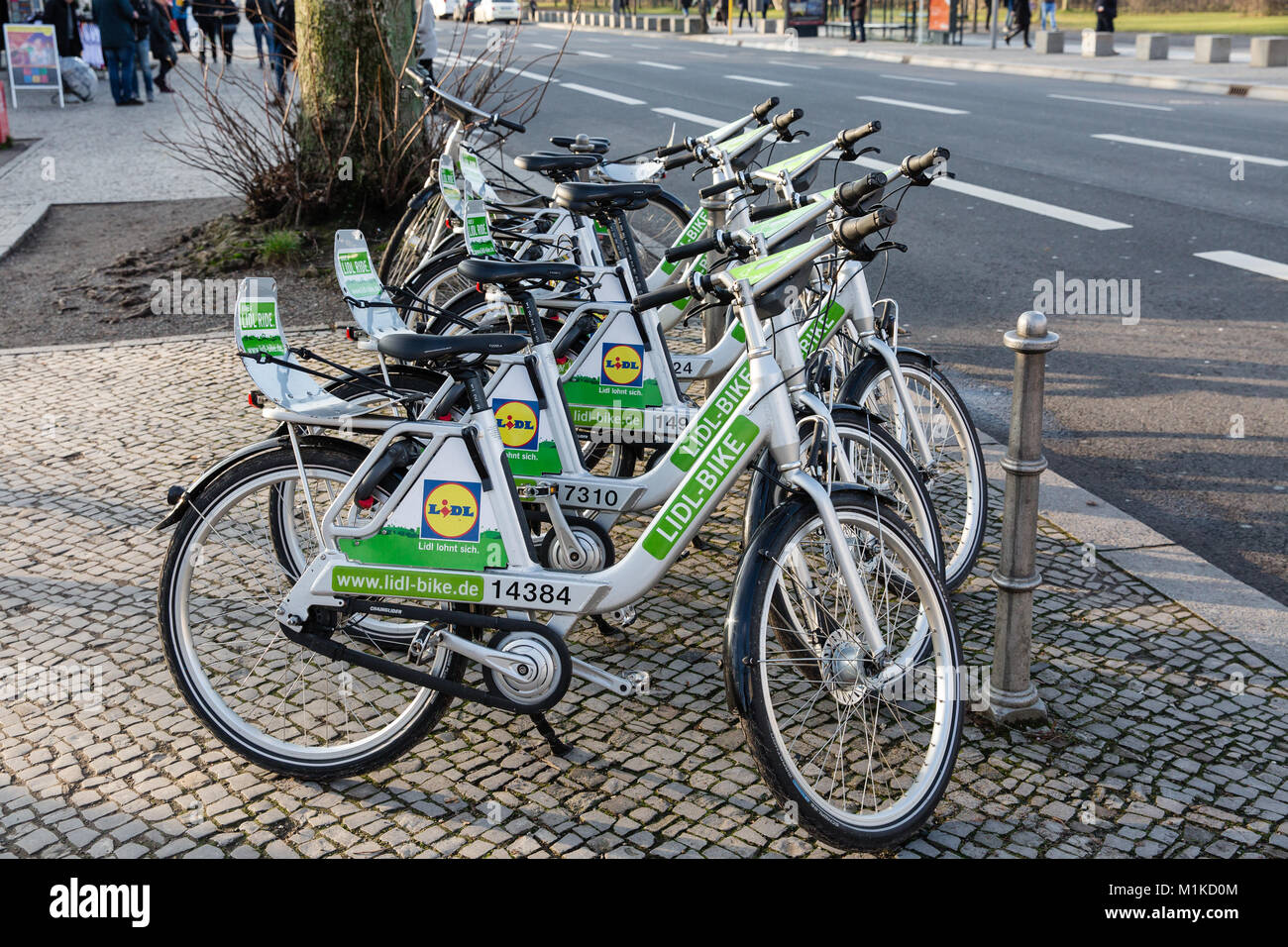 Parked Lidl public bikes for rent in Berlin city center Germany Stock Photo  - Alamy