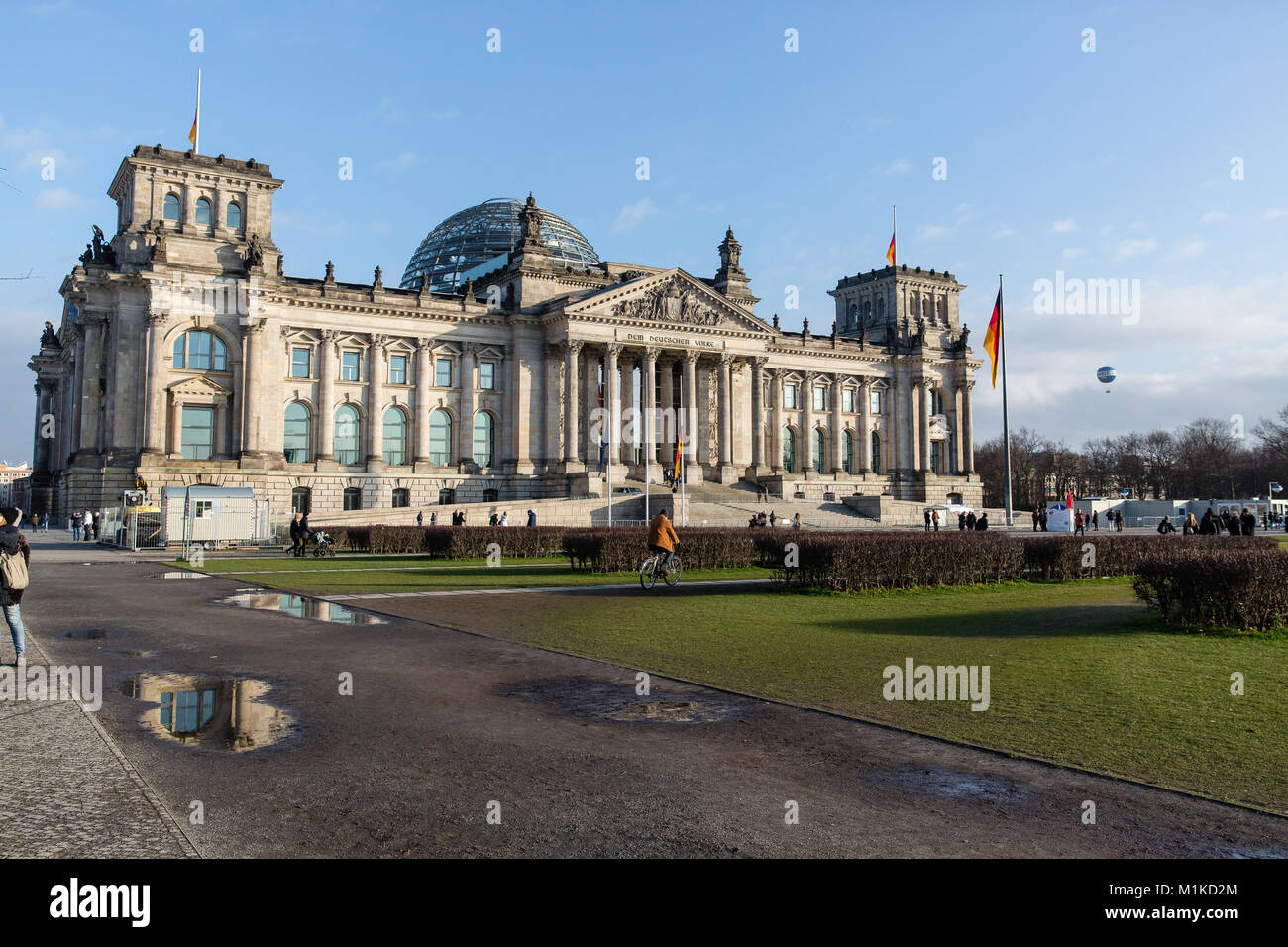 Reichstag historic building in Berlin is the meeting place of the Bundestag, the lower house of Germany’s national legislature. Blue sky Stock Photo