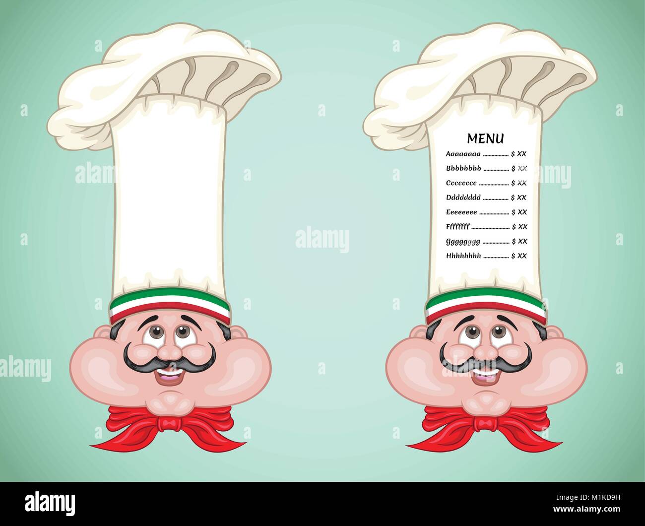 “Italian Chef Hat Menu” The menu text types did converted to outlines