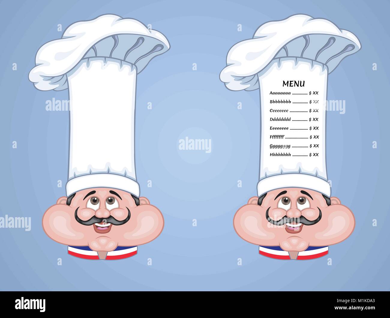 “French Chef Hat Menu” The menu text types did converted to outlines and don’t need any fonts. Stock Vector