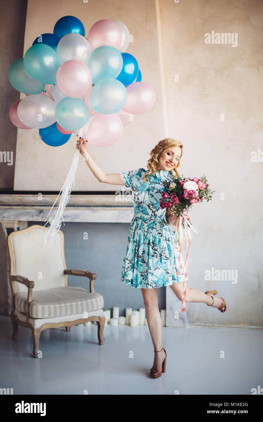 light blue dress with pink flowers